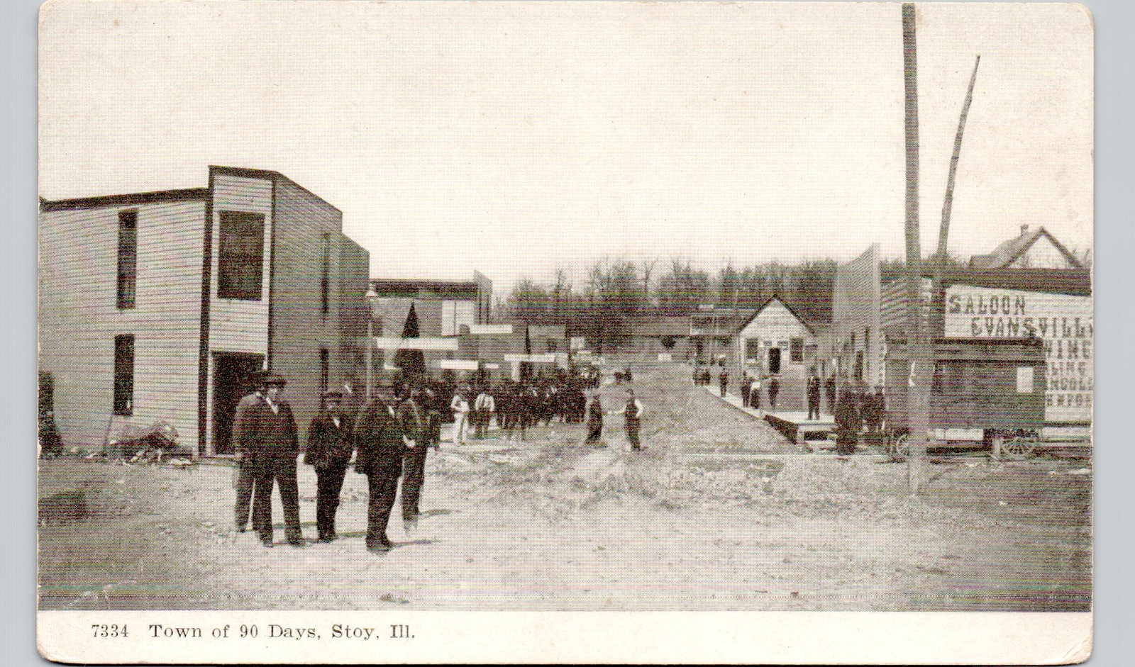 DOWNTOWN MAIN STREET stoy, il c1910 postcard illinois crawford county saloon