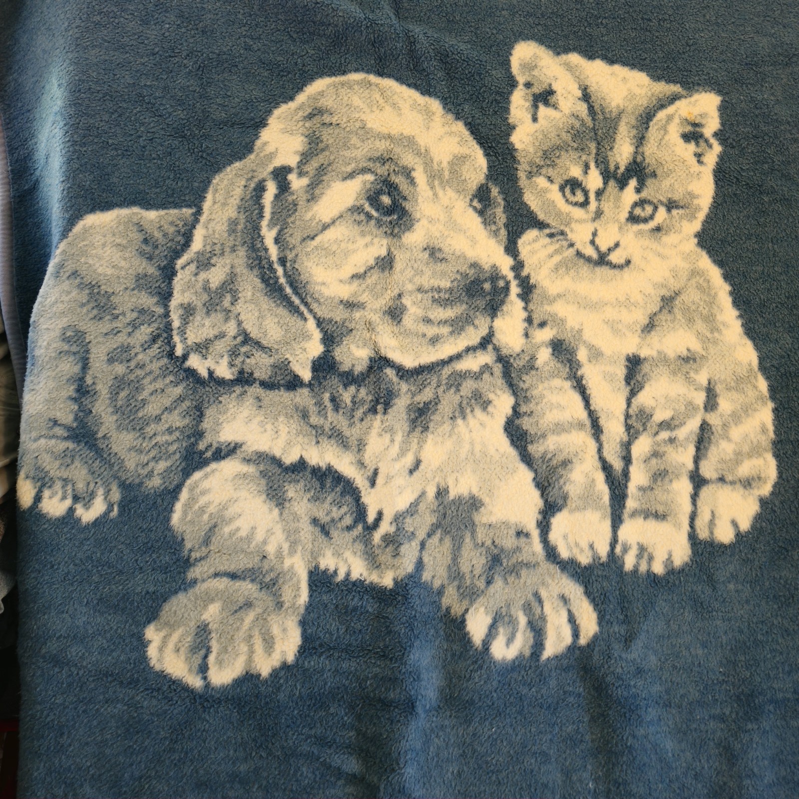 Canon Ibena Throw Blanket Kitten Cat Dog Puppy 74x54 Warm Cozy Vintage 