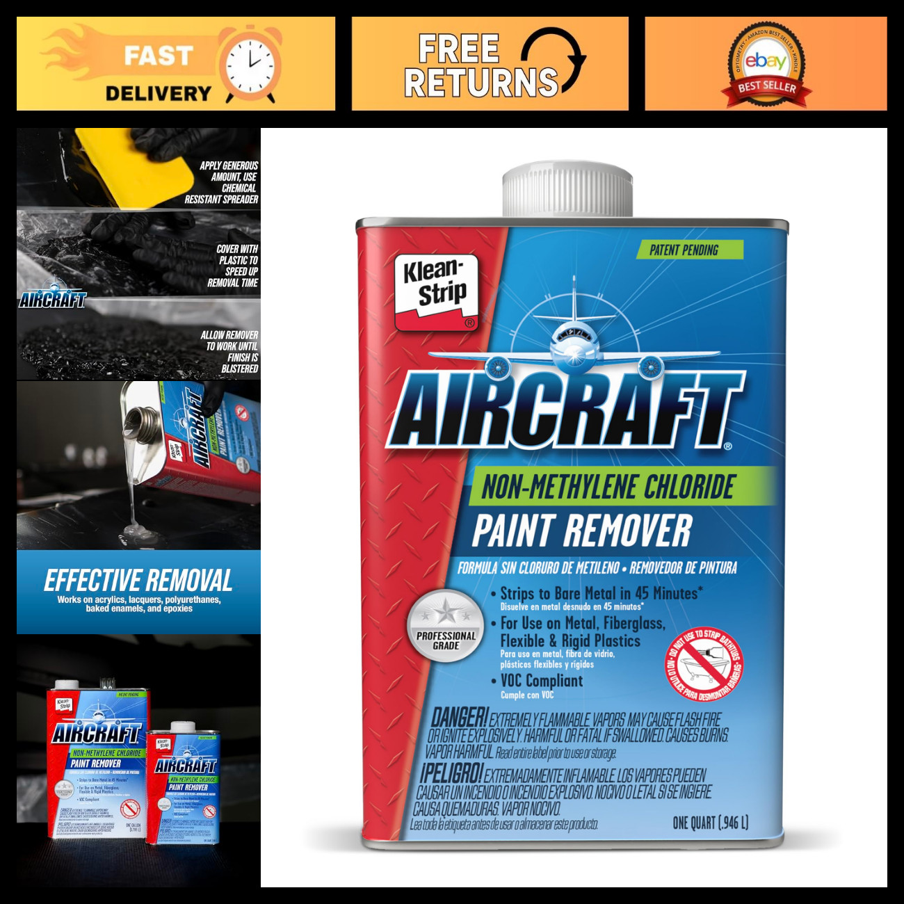 Professional Grade Aircraft Paint Remover - VOC Compliant Stripper for Cars & Me