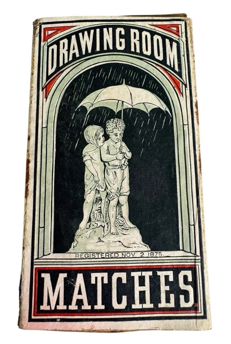 1870\'S BARBER MATCH CO. DRAWING ROOM MATCHES MATCH BOX AKRON OHIO ANTIQUE