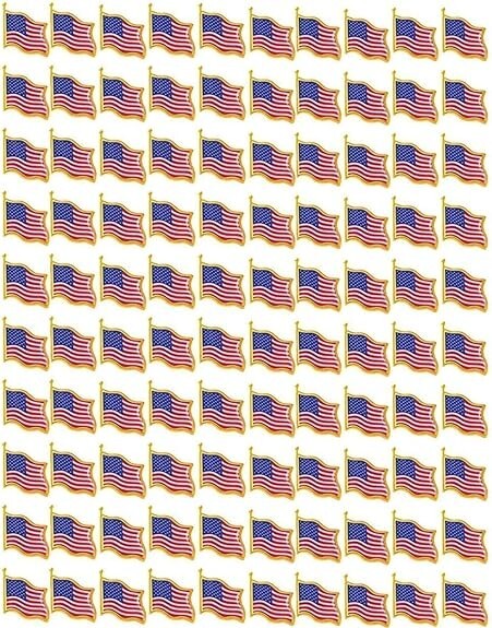LOT OF 100 AMERICAN FLAG LAPEL PINS 0.75