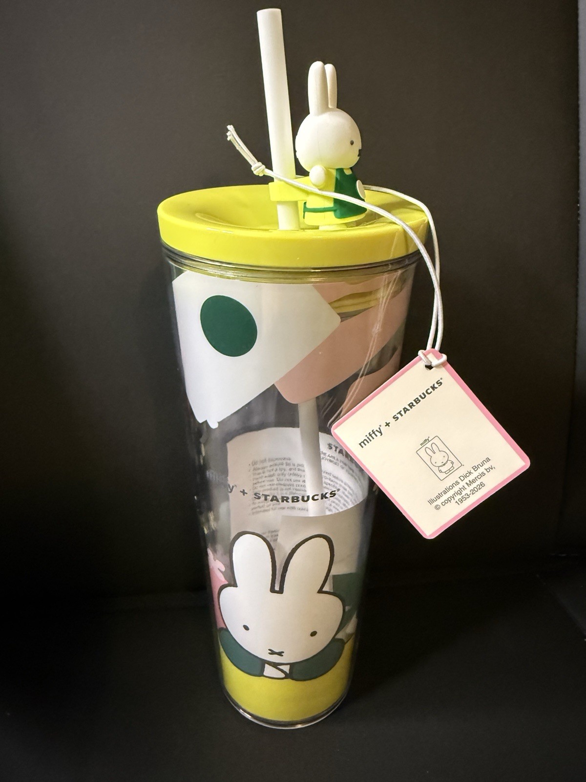 Starbucks x Miffy 2026 24oz Cold Cup w/ Miffy Straw Charm Limited Edition NEW