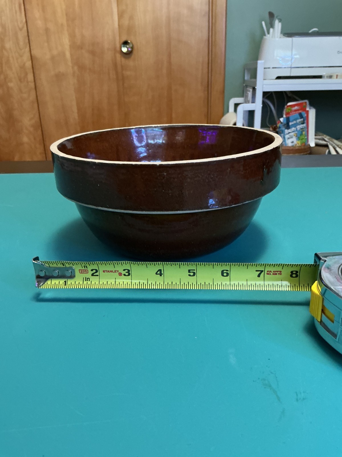 Vintage Brown Glazed Stoneware Mixing Bowl – Rustic Farmhouse Kitchen – Unmarked