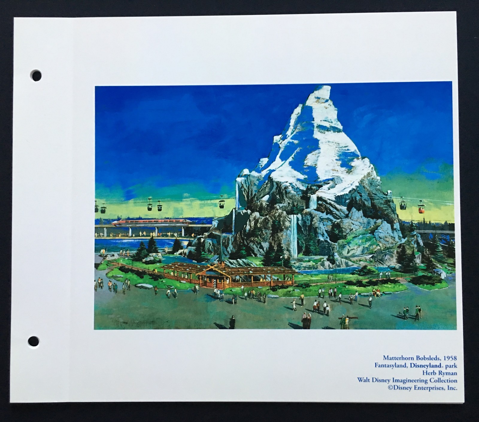 DISNEYLAND Concept Art Lithograph 50th VIP Matterhorn  Bobsleds Herb Ryman