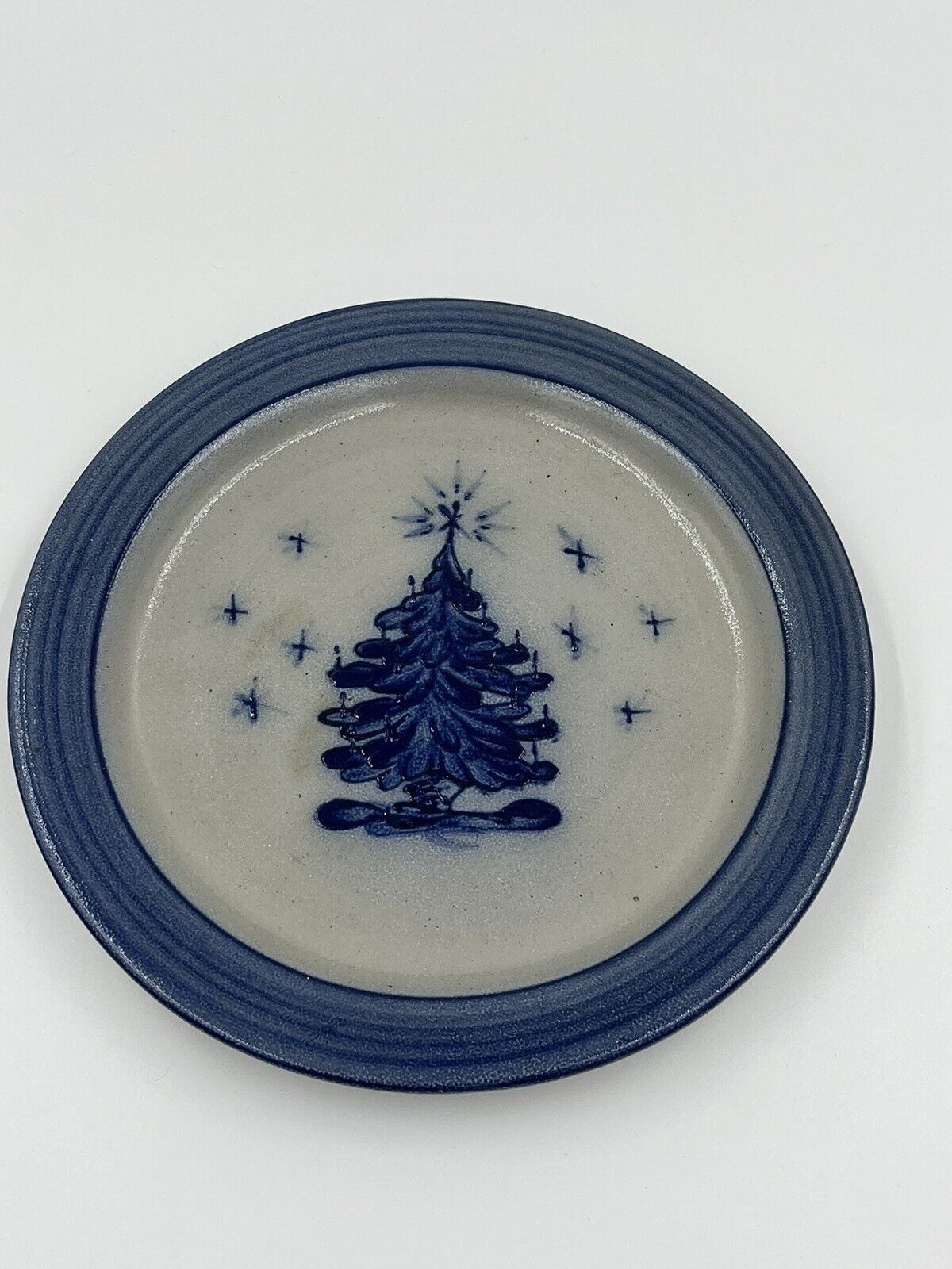 1991 Rowe Salt Glaze Art Pottery O Tannebaum Christmas Tree Dinner Plate 