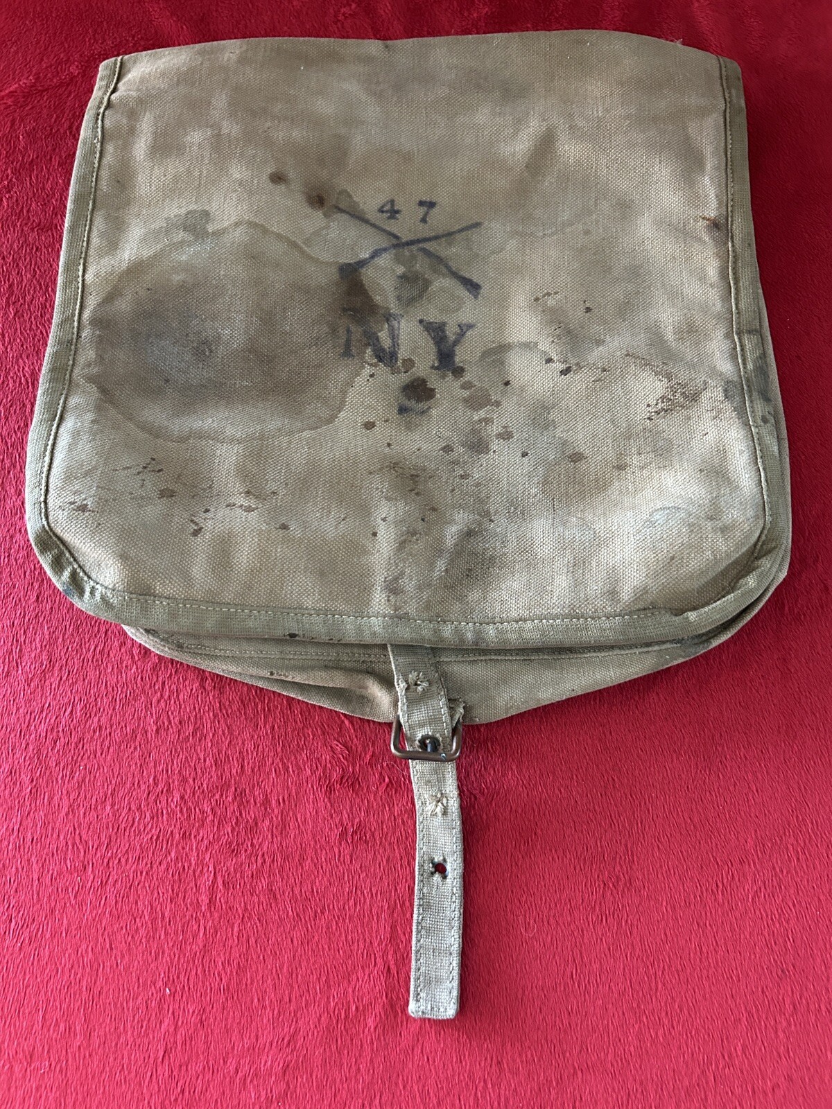 Original Spanish-American War US M1878 Haversack Unit Marked Infantry New York Original Spanish-American War US M1878 Haversack Unit Marked Infantry New York