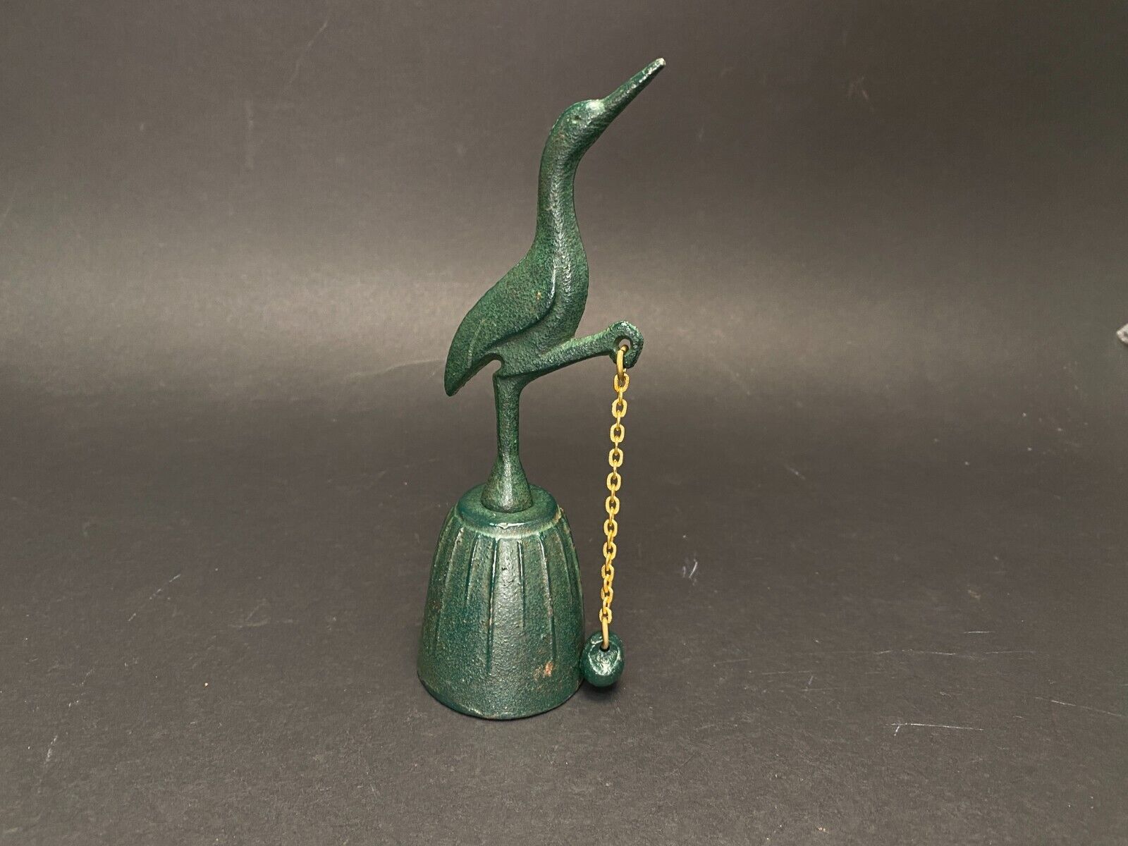 Japanese Green Cast Iron Japanese Green Hand Bell/Crane Design/chime