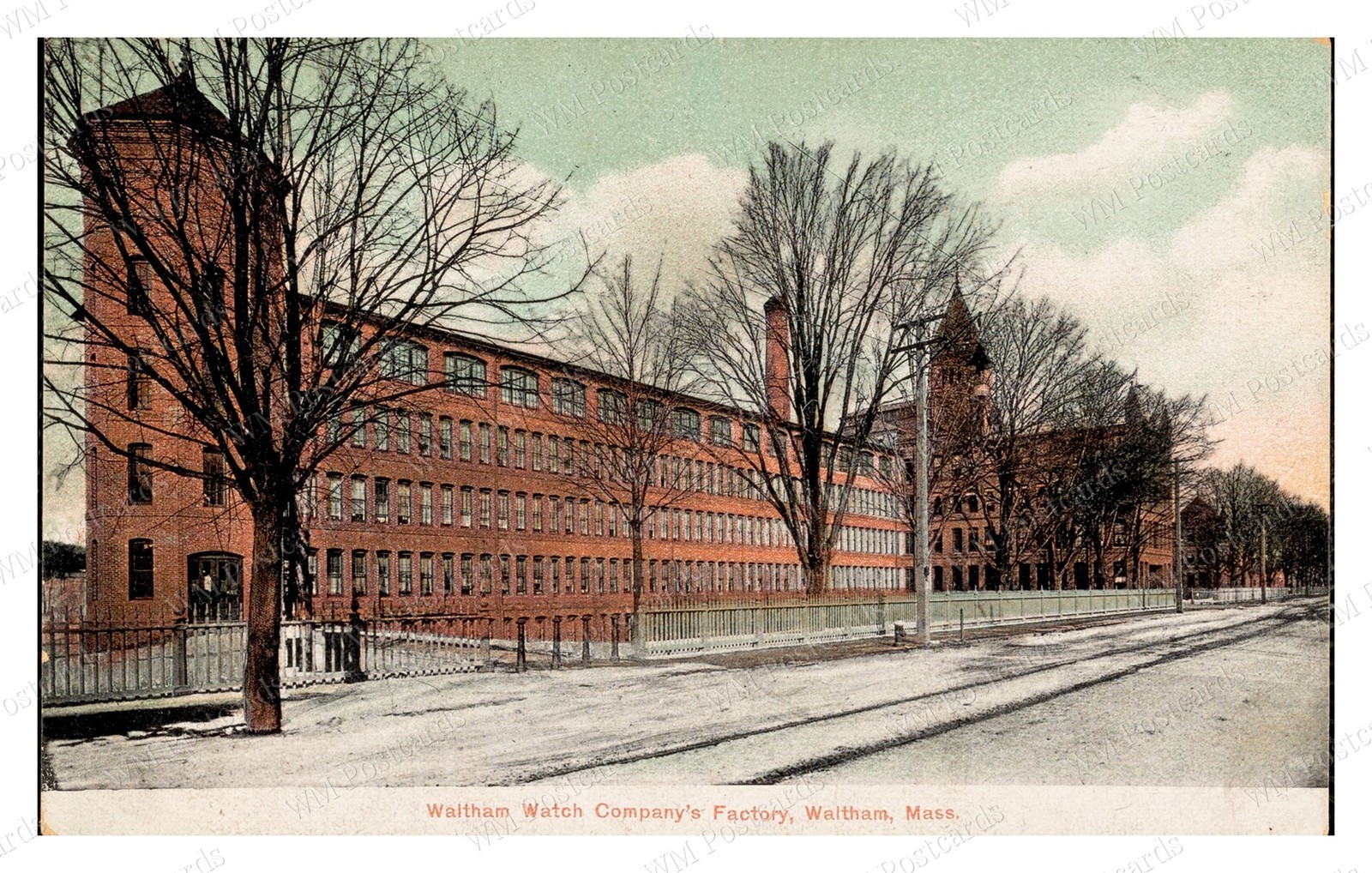 Waltham Massachusetts circa 1910s Watch Factory Building Standard Postcard