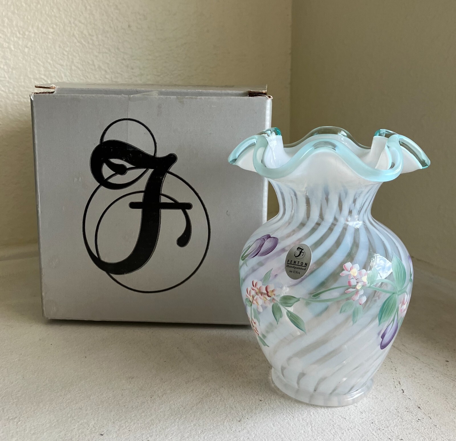 FENTON Glass Floral Hand Painted Signed 5\