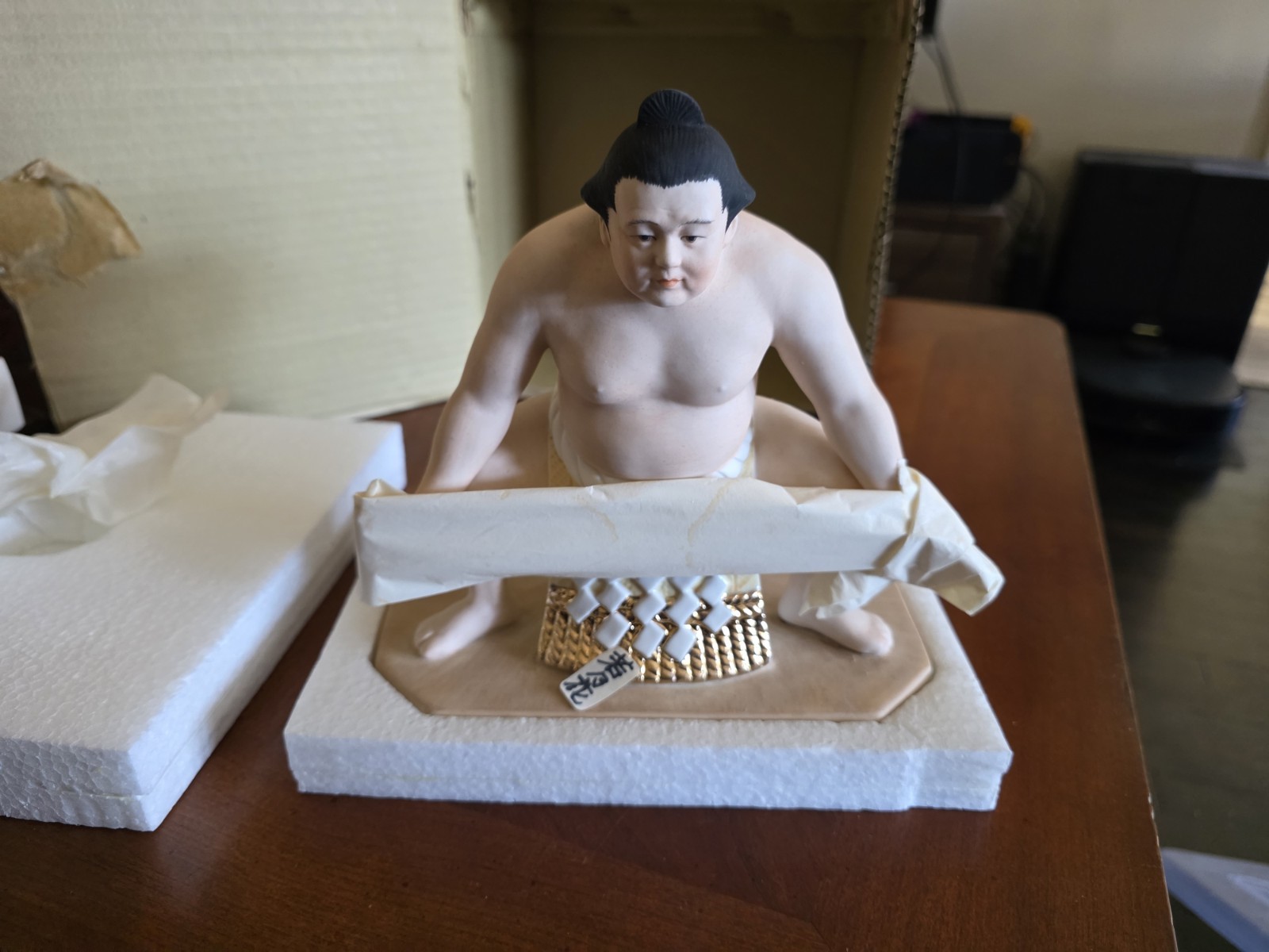 Vintage Hakata Doll Sumo Wrestler Yokozuna Wakanohana Porcelain Figurine W/ Box