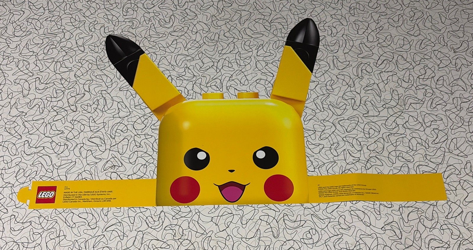 Lego x Pikachu Pokémon 2026 Collab Paper Headband Hat Adjustable 