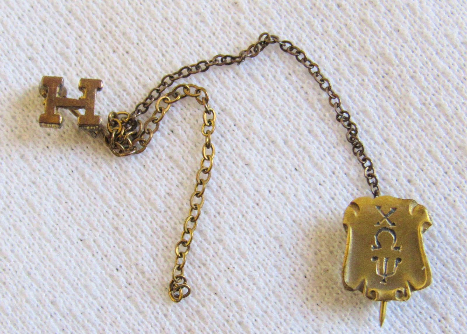 Gold Filled Chi Omega Psi Panhellenic Womens Sorority Pin Dangling Eta Symbol