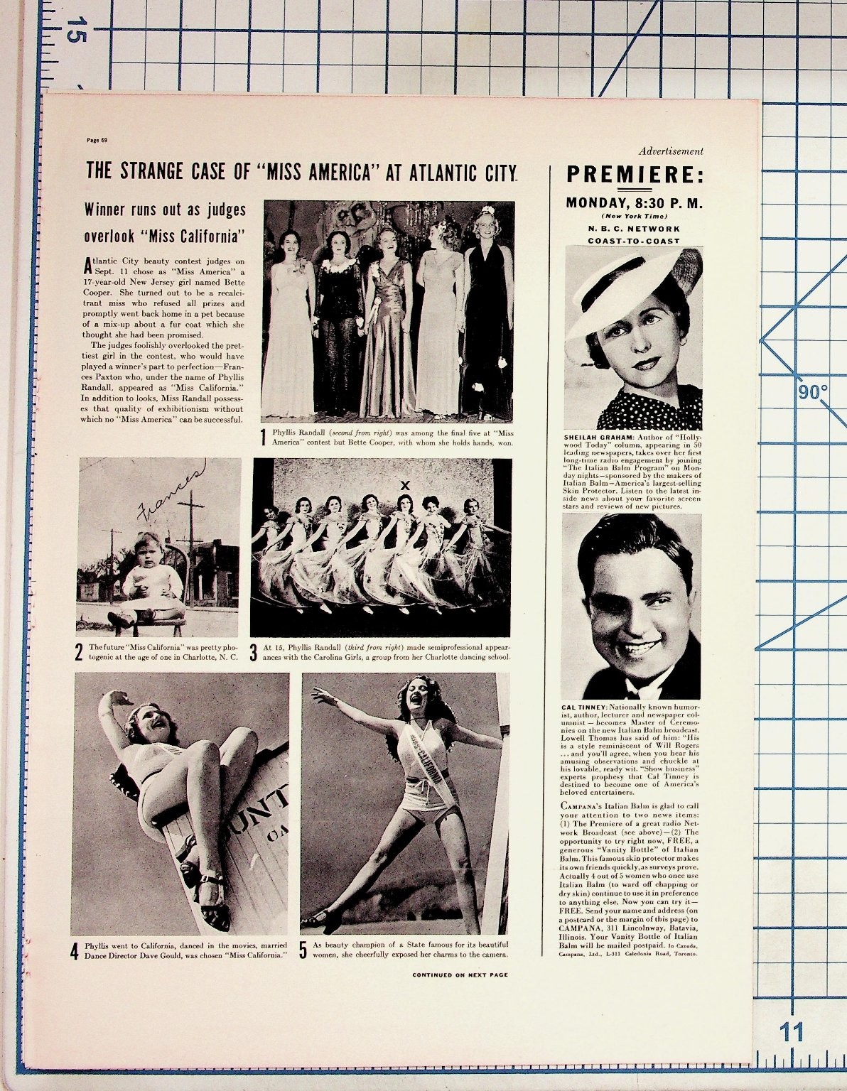 1930s Miss America Contest Scandal Magazine Page Martell Cognac Ad Ephemera