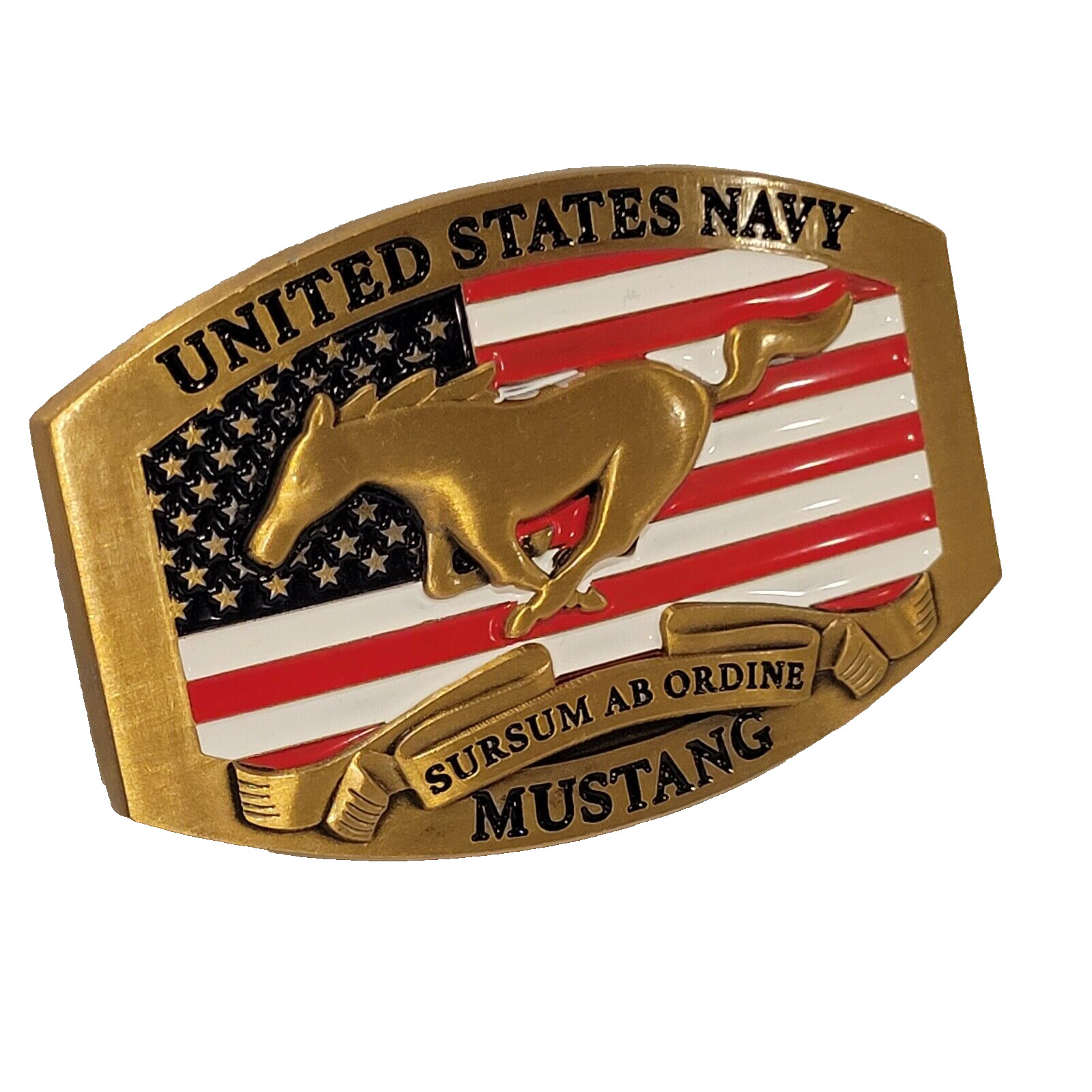 United States Navy Mustang Officer Belt Buckle - 4 Colors Available - 3D Logo