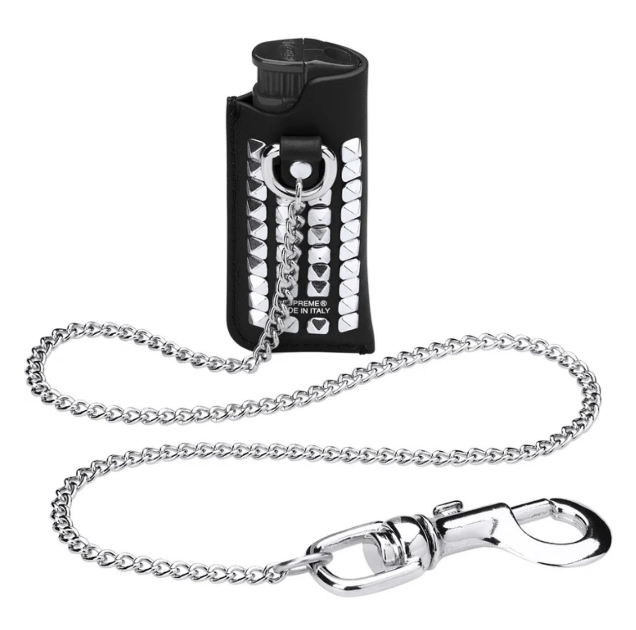 Supreme Studded Leather Lighter Holder 29” chain Made In Italy