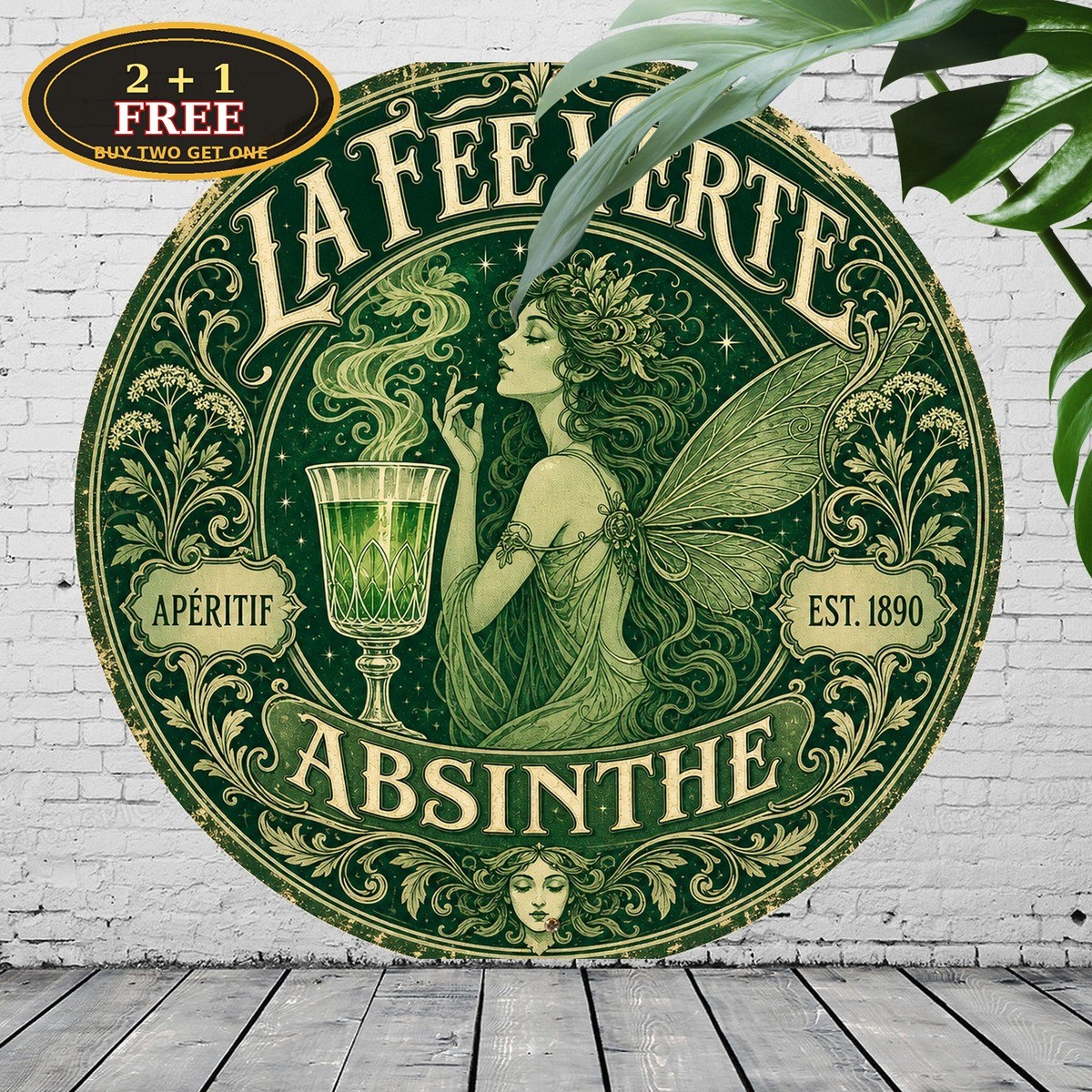 Retro Absinthe Wing Metal Sign Vintage Wall Decor Bistro Bar