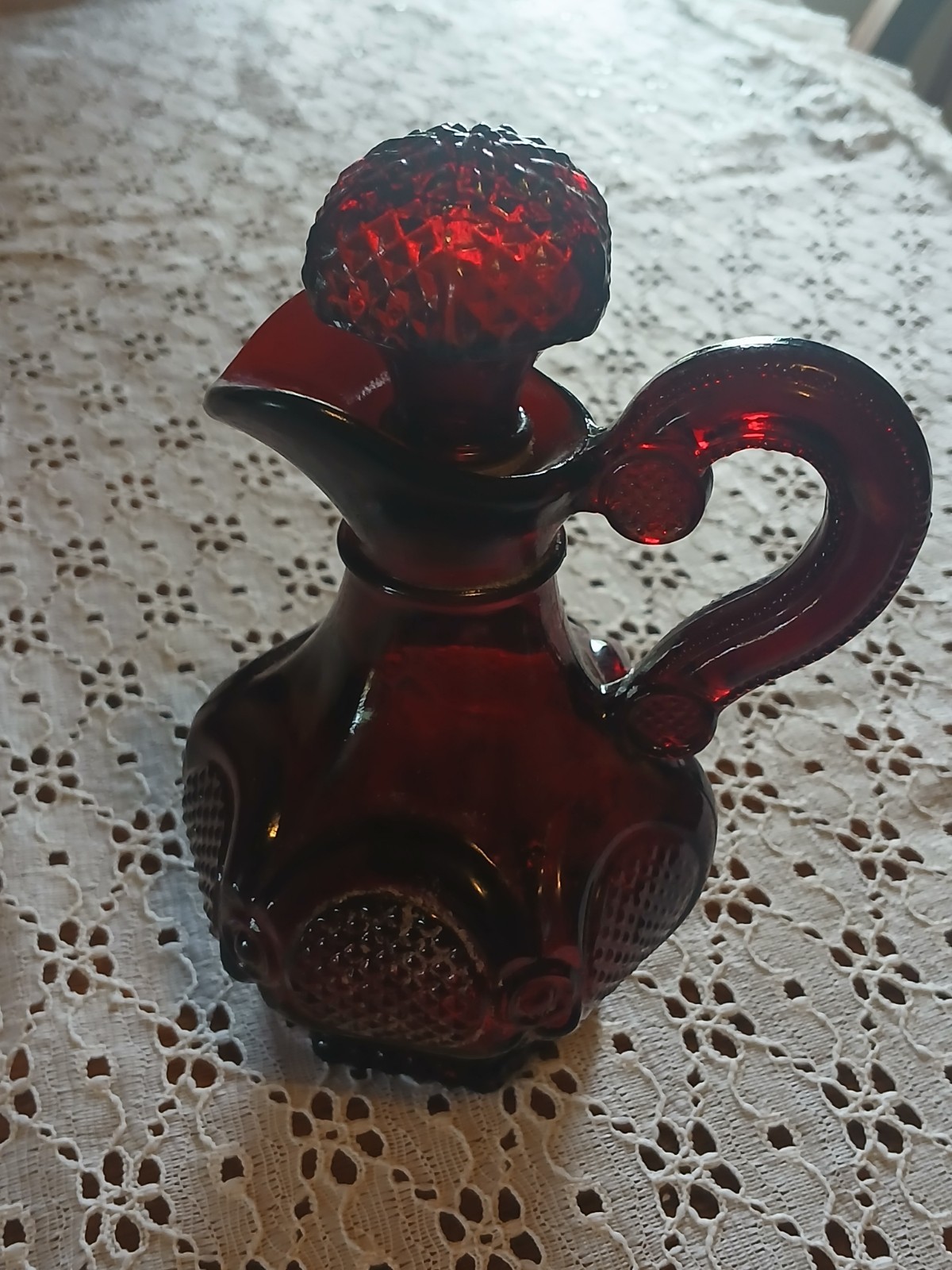 Vintage Avon 1876 Cape Cod Ruby Red Glass Cruet Decanter