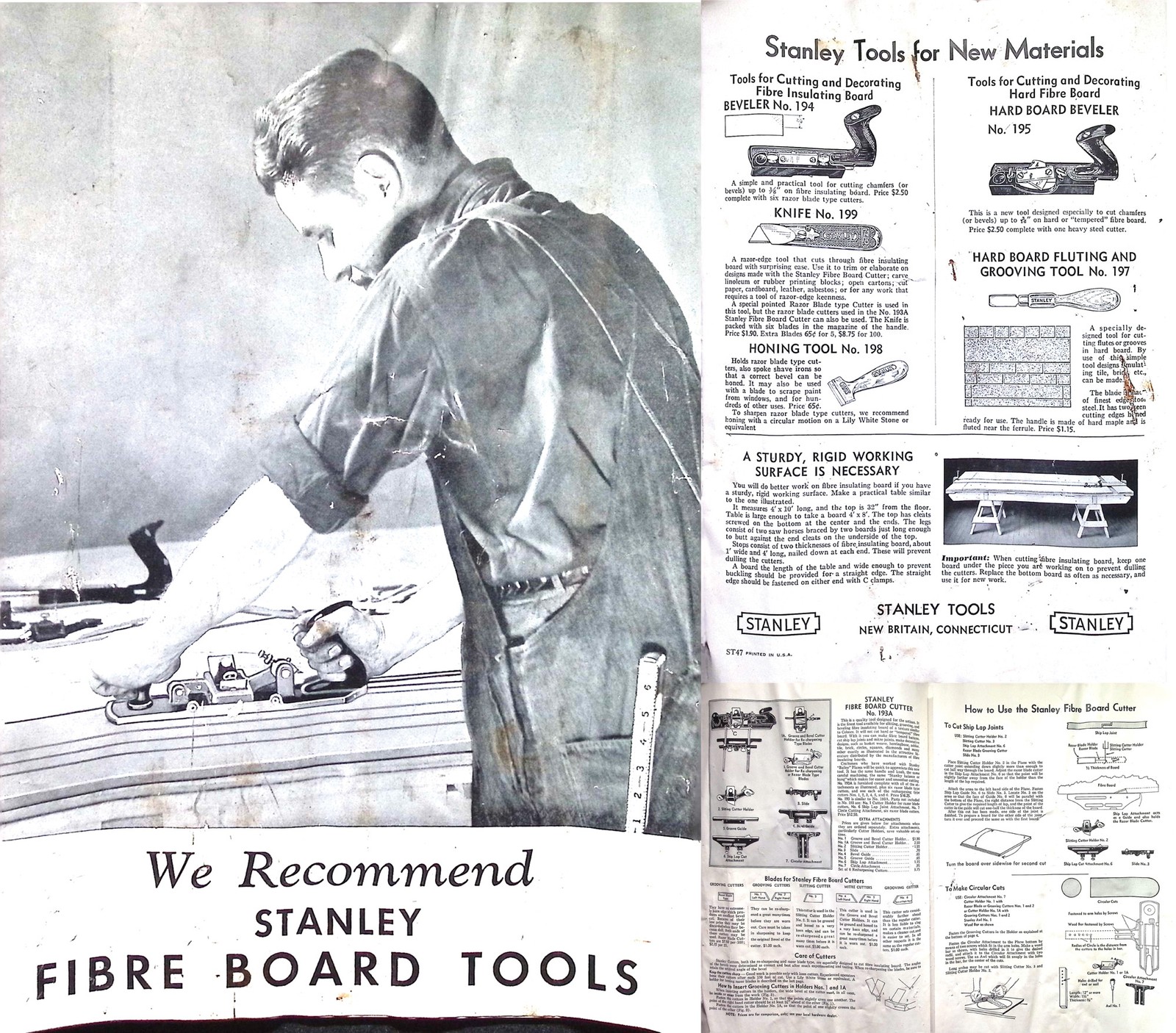 Orig. Promotional Booklet for Stanley Fibre Board Planes & Tools - mjdtoolparts