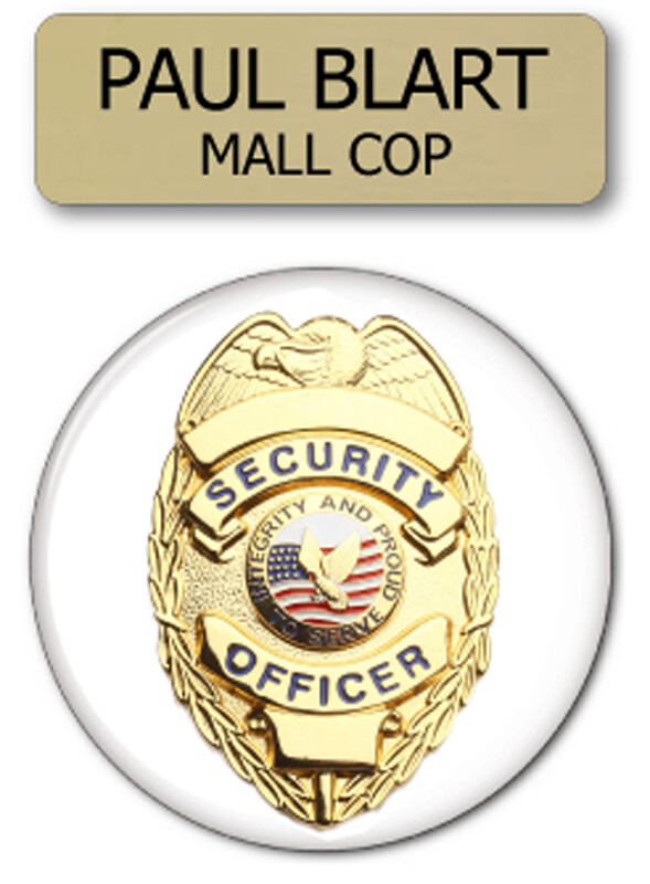 PAUL BLART MALL COP 2 PC NAME BADGE & BUTTON PROP HALLOWEEN COSTUME PIN BACK