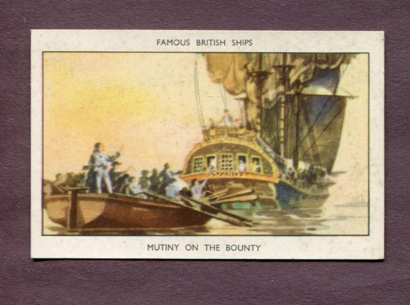 1952 MILLS CIGARETTES FAMOUS BRITISH SHIPS TOBACCO CARD #10 MUTINY OF THE BOUNTY
