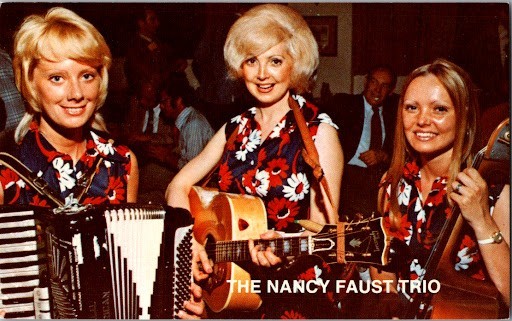 Vintage Postcard of The Nancy Faust Trio with Accordion and Guitar