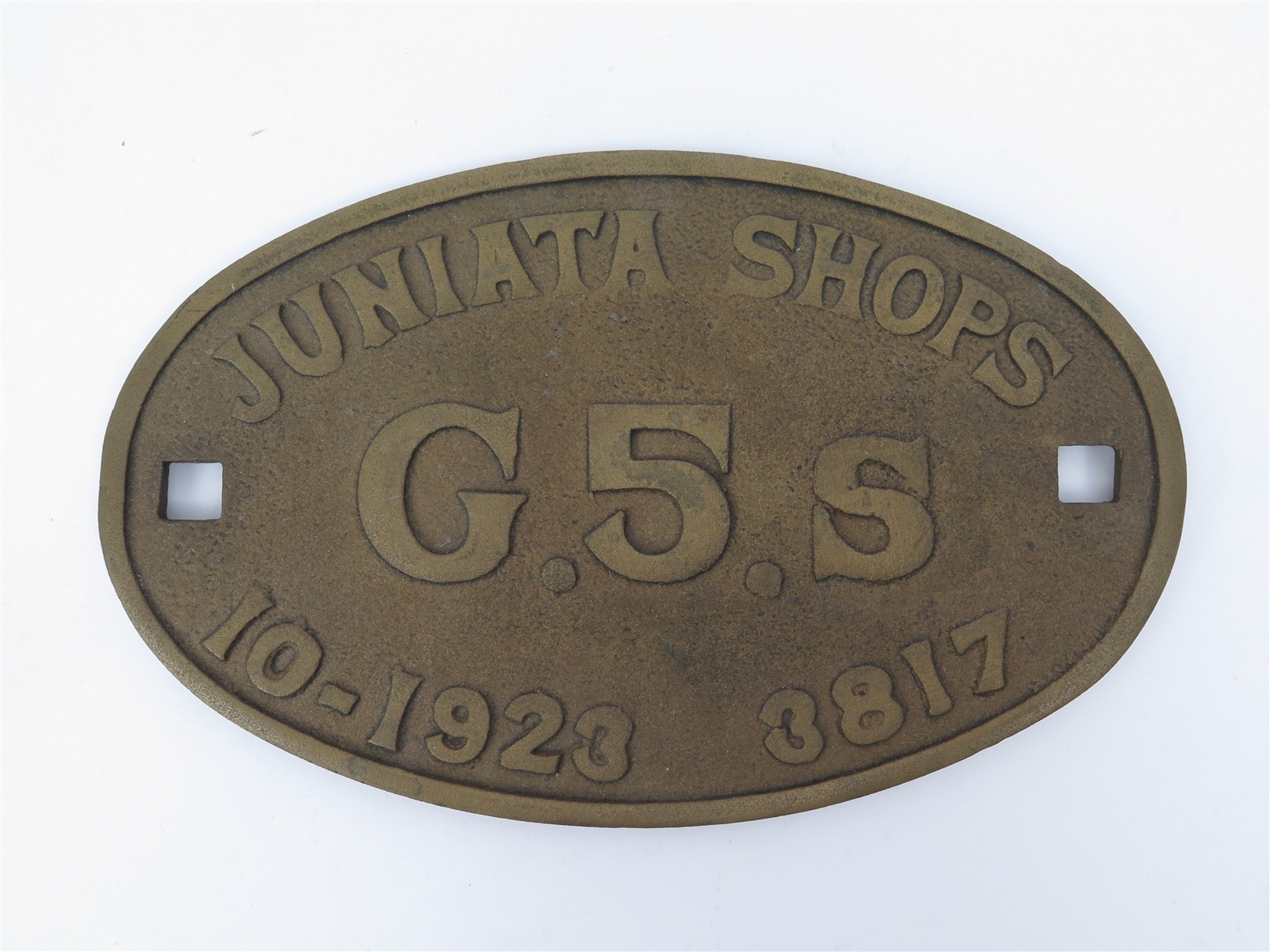 Pennsylvania G5s Juniata Shops Builder Plate 10-1923 3817 PRR Altoona Works