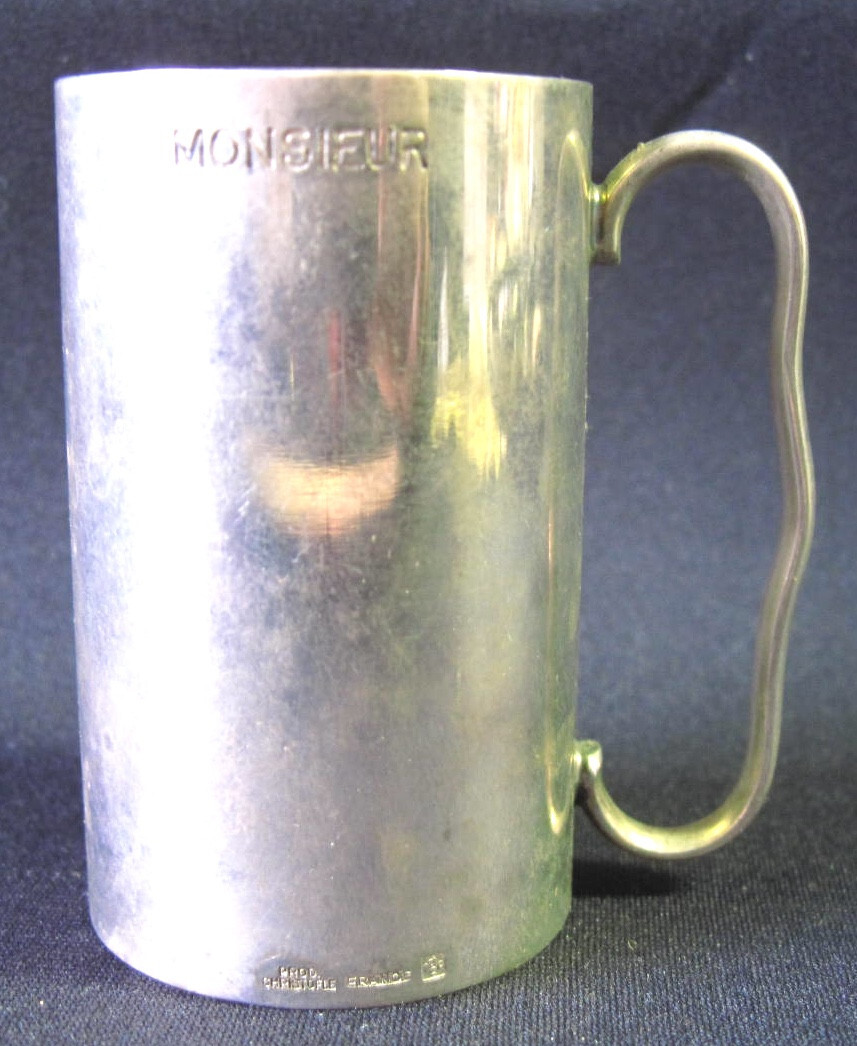 Christofle Monsieur Madame Double Sided Vintage Jigger Silverplate , very rare Christofle Monsieur Madame Double Sided Vintage Jigger Silverplate , very rare