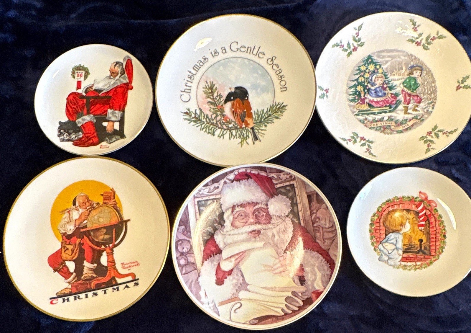 Gorham Norman Rockwell Abbey Press Vintage Christmas Porcelain Plates Lot