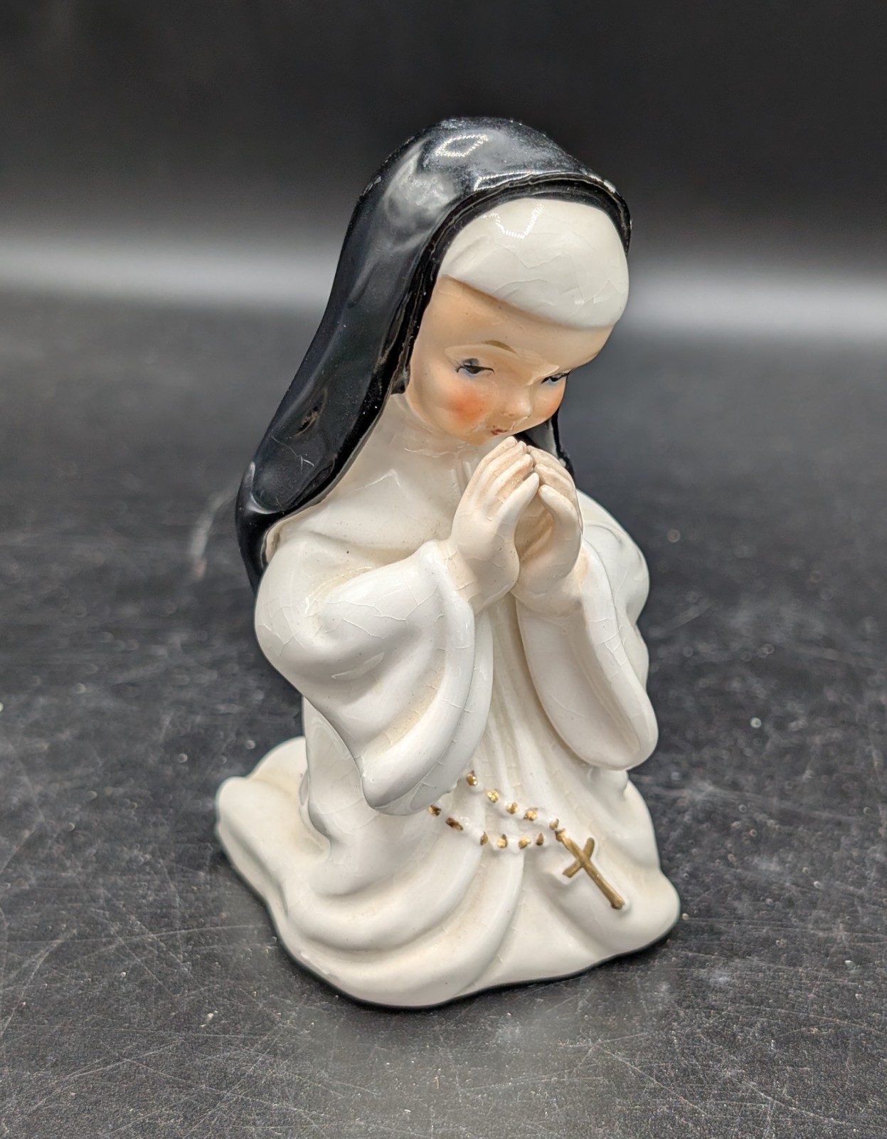Vintage Porcelain Praying Kneeling Nun Figurine Lenwile Ardalt Japan