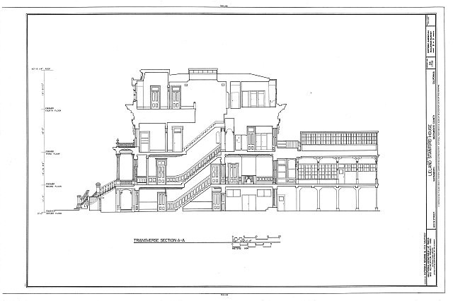 Sacramento California Leland Stanford House 1900s architectural drawing