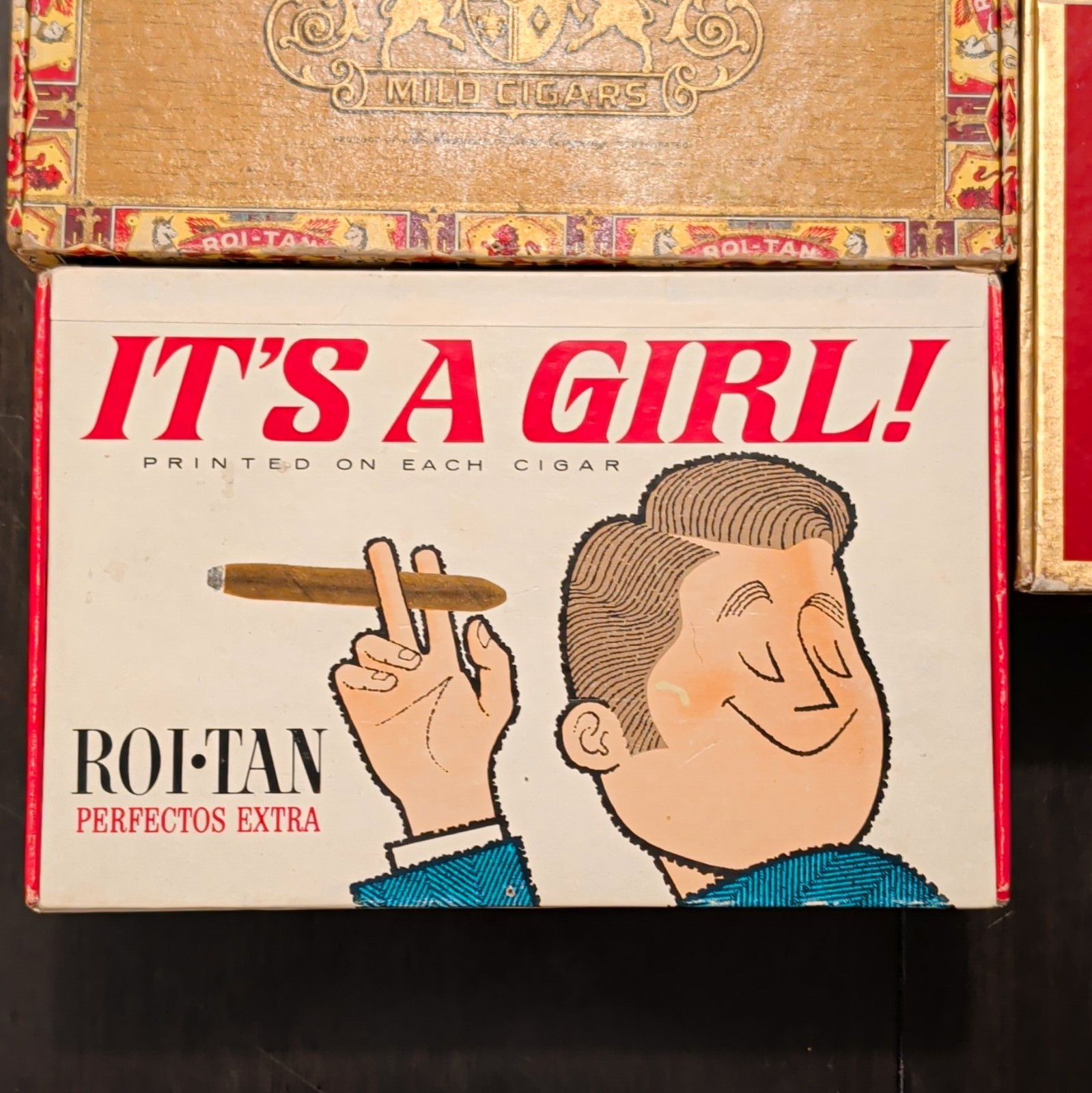 Roi-Tan Vintage Cigar Box Lot of 3: It's a Girl Perfectos Extra & More