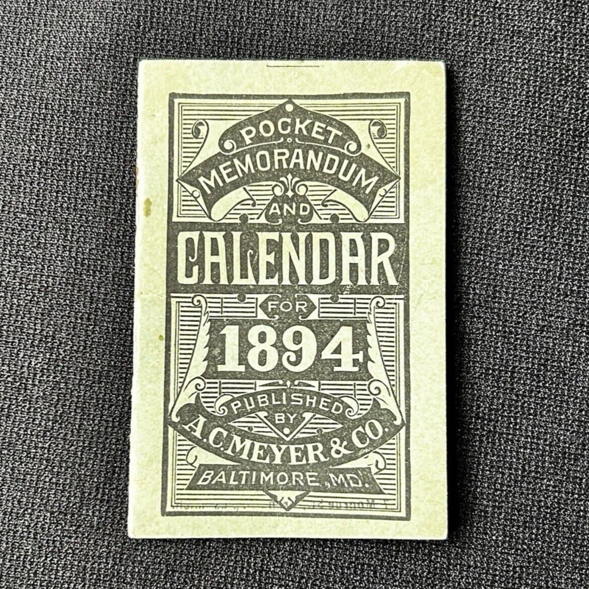 1894 Antique Calendar Trade Card Jewett Bros Druggists Grand Rapids MI Ephemera