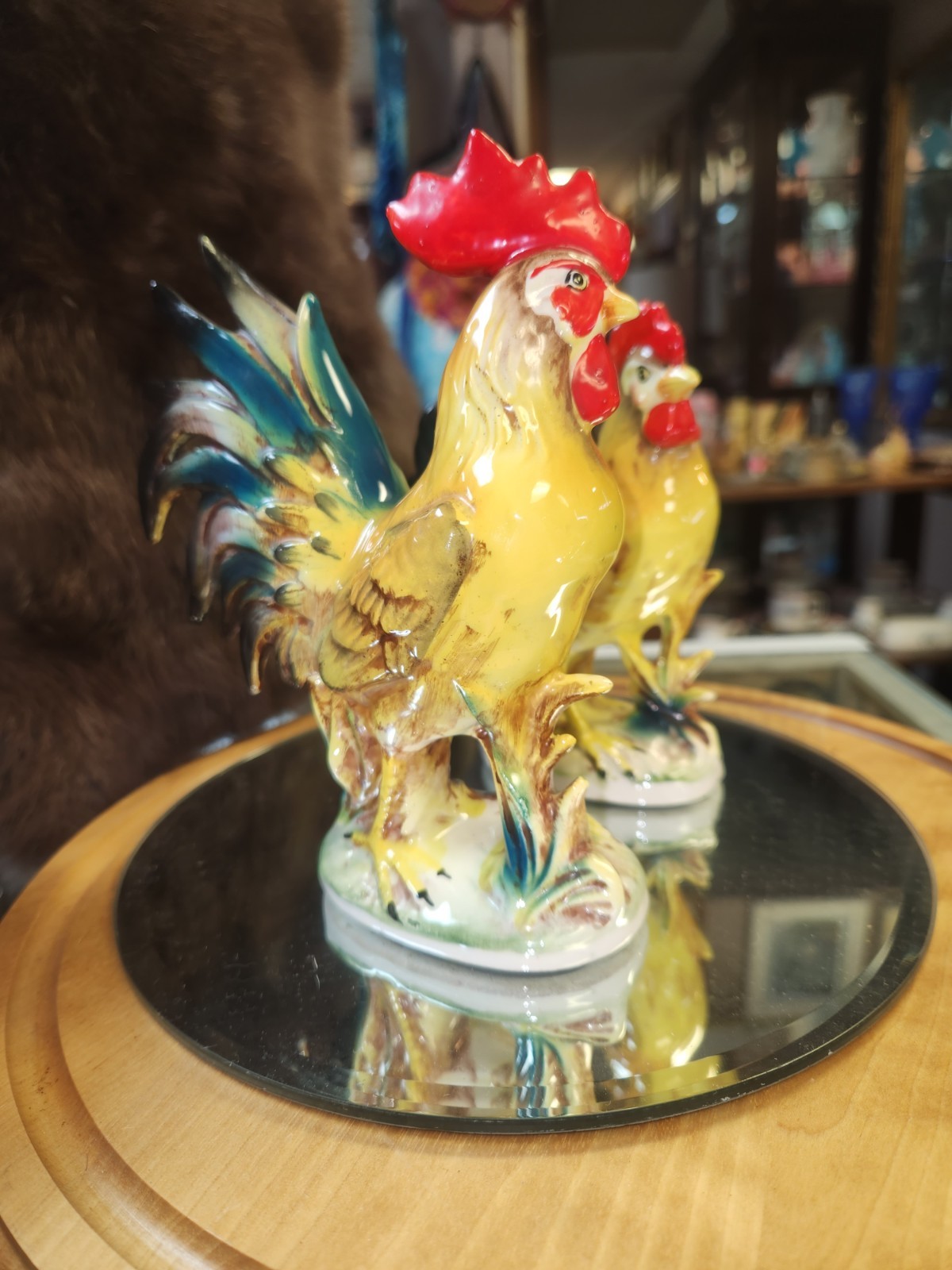 1960s Norcrest Rooster & Hen Set Of two Figurines MINT CONDITION