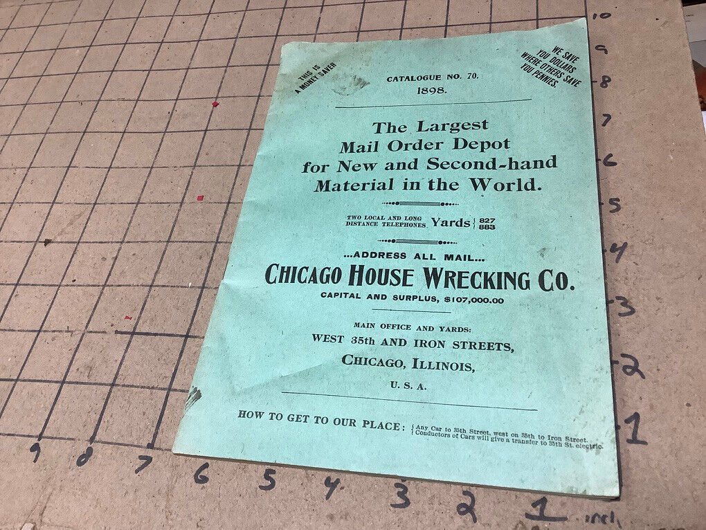 original 1898 CHICAGO HOUSE WRECKING co. 64pgs IRON, TOILETS, TOOLS etc