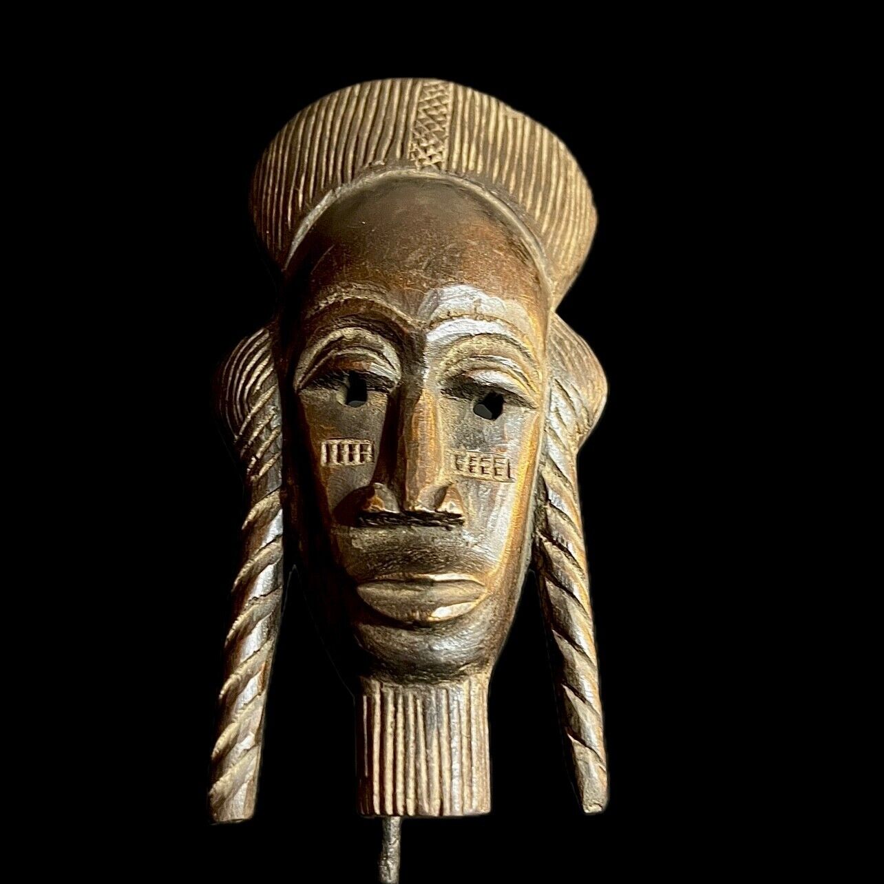 African Baule Mask-Wooden Tribal Mask Handmade folk art Antiques-9735