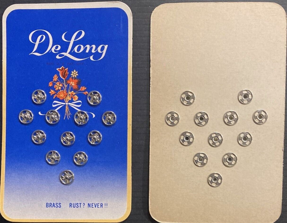 1950's Full Display Card of DeLong Fasteners - New Old Stock