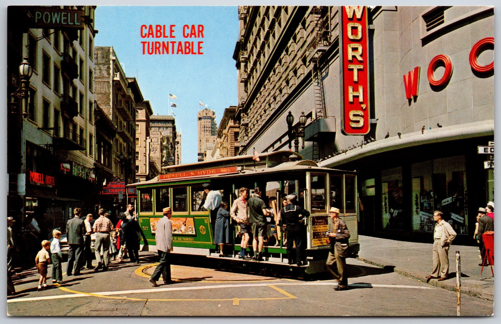 Vintage Postcard Cable Car Turntable Powell & Hyde San Francisco CA