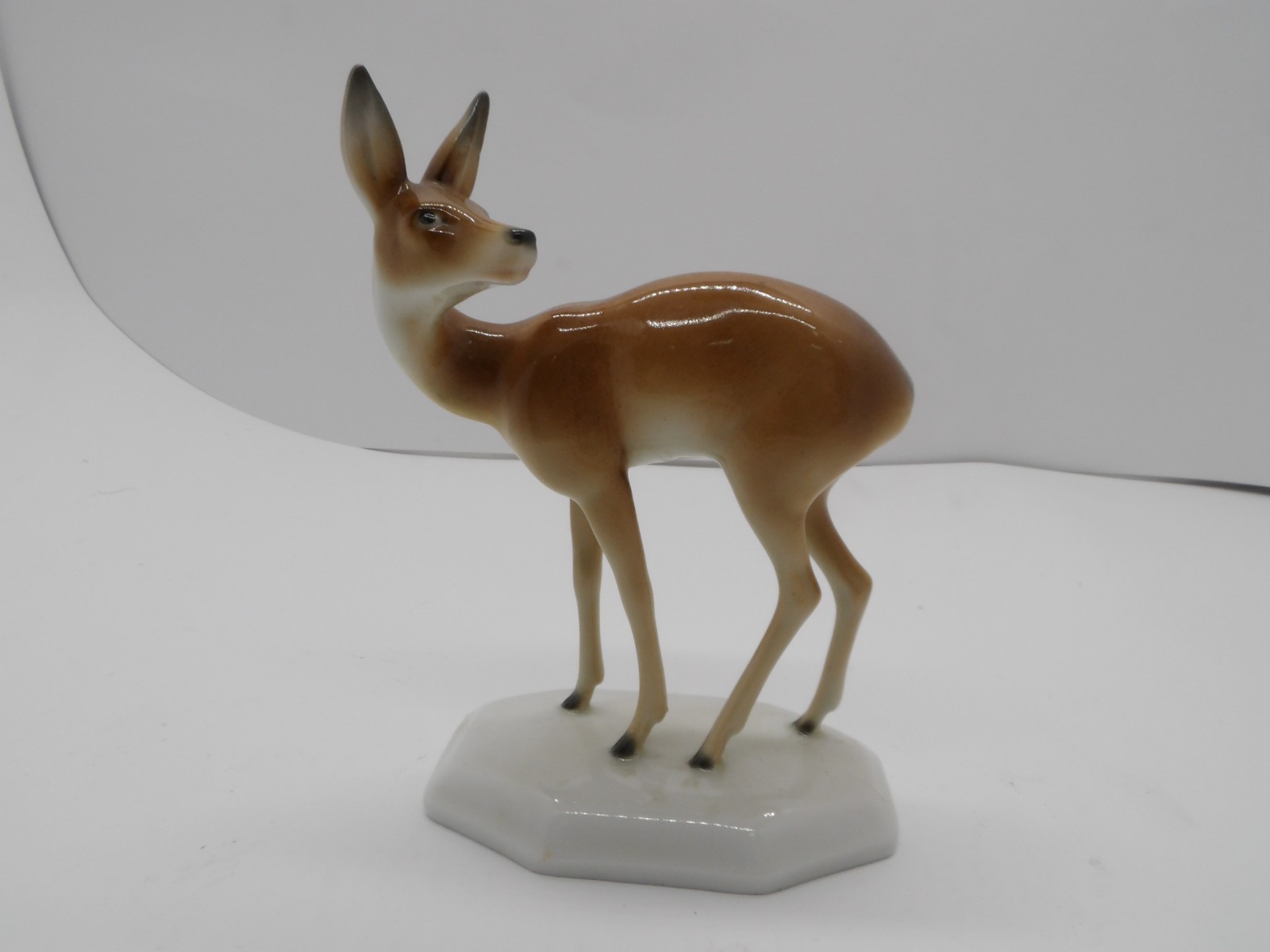 Goebel Incised Stamped Double Crown Porcelain Glazed Deer Figurine Antique