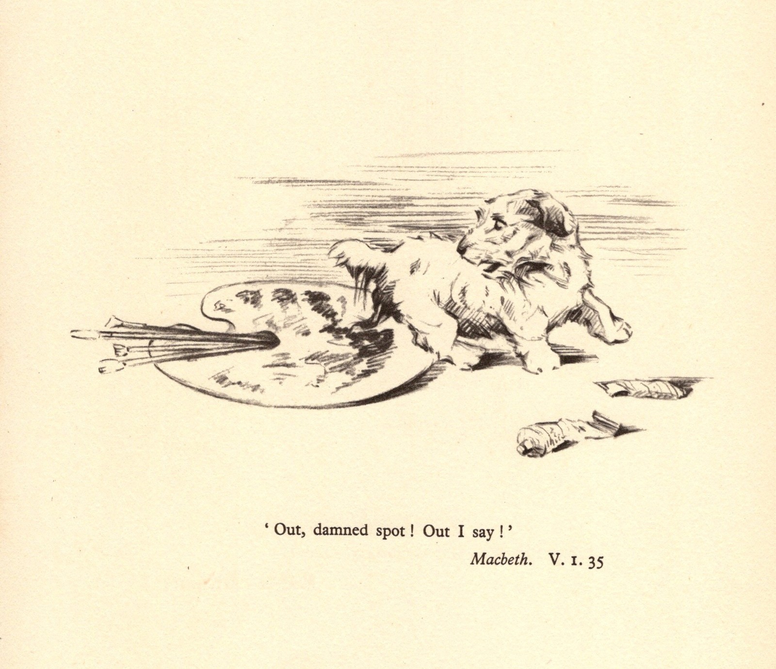 Vintage Sealyham Terrier Print Shakespeare MacBeth Quote Print 6977r