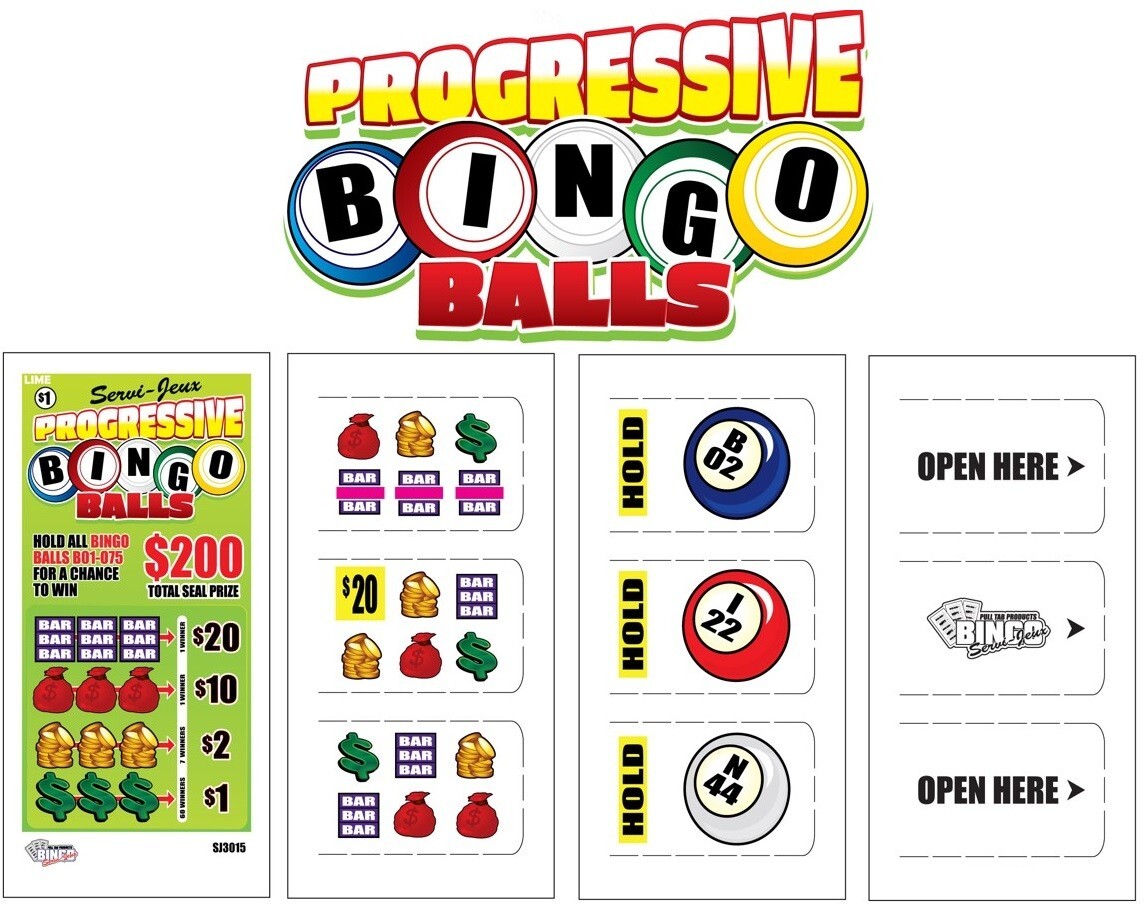 NEW pull tickets **FULL CASE** PROGRESSIVE BINGO BALLS - Seal Card Tabs