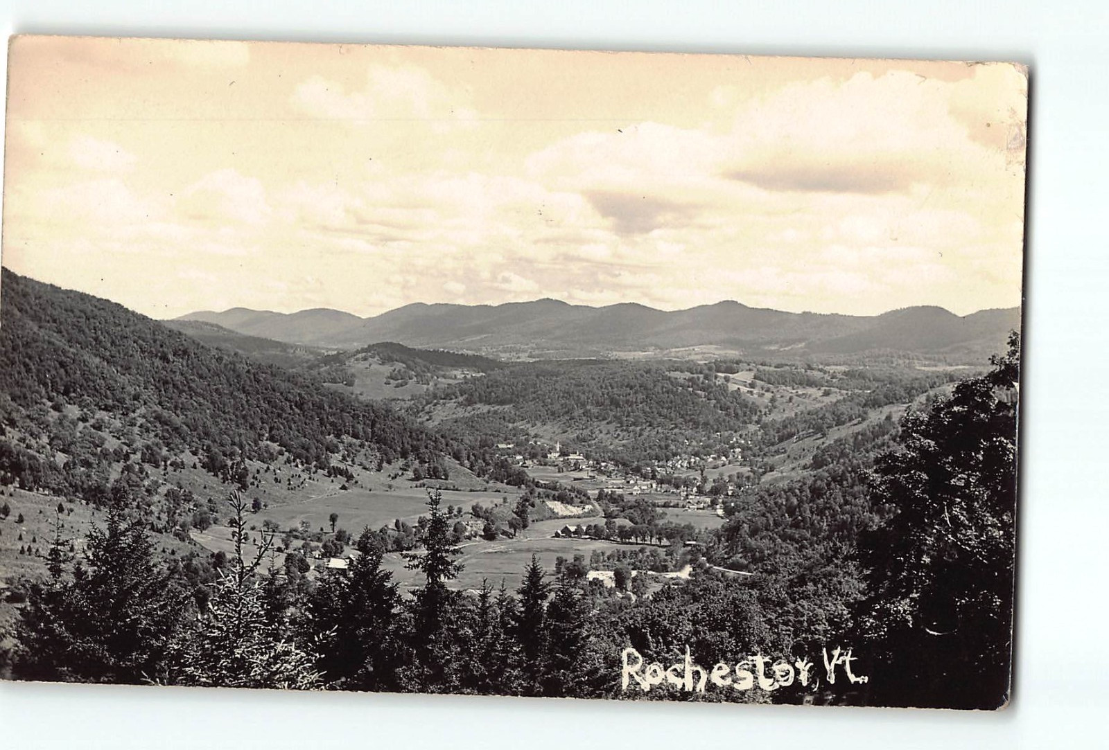 Rochester VT Real Photo Postcard RPPC Birds Eye View Landscape AZO 1910-1930