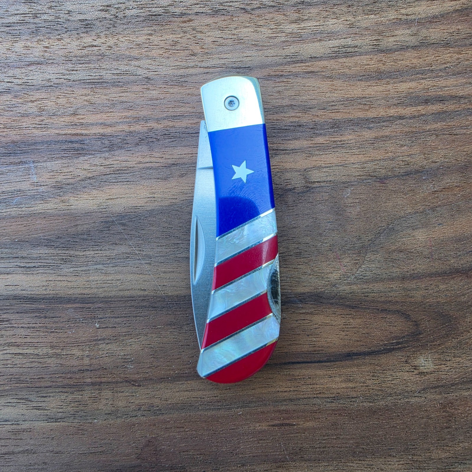 Patriotic Lockback 3 Inch Custom Knife Santa Fe Stoneworks Collectible