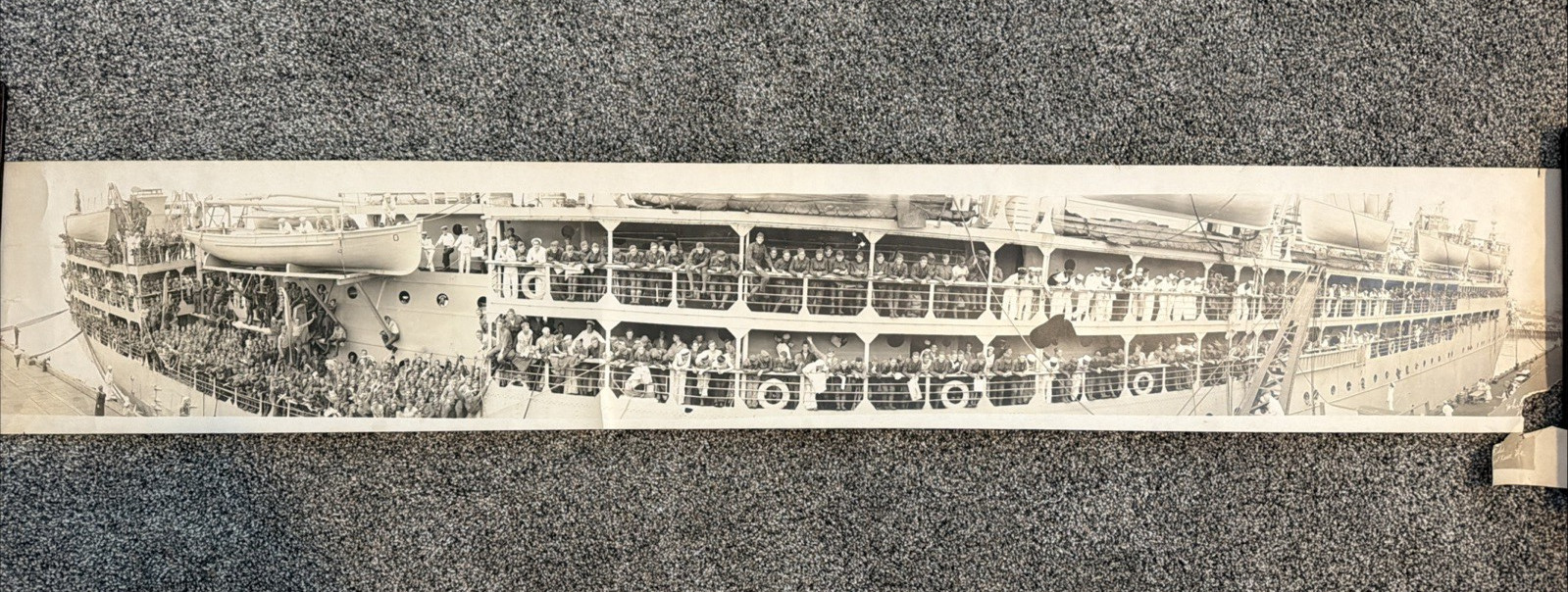WW1 Navy Troop Transport Panoramic Photo • Original AEF 40x8 Yard‑Long