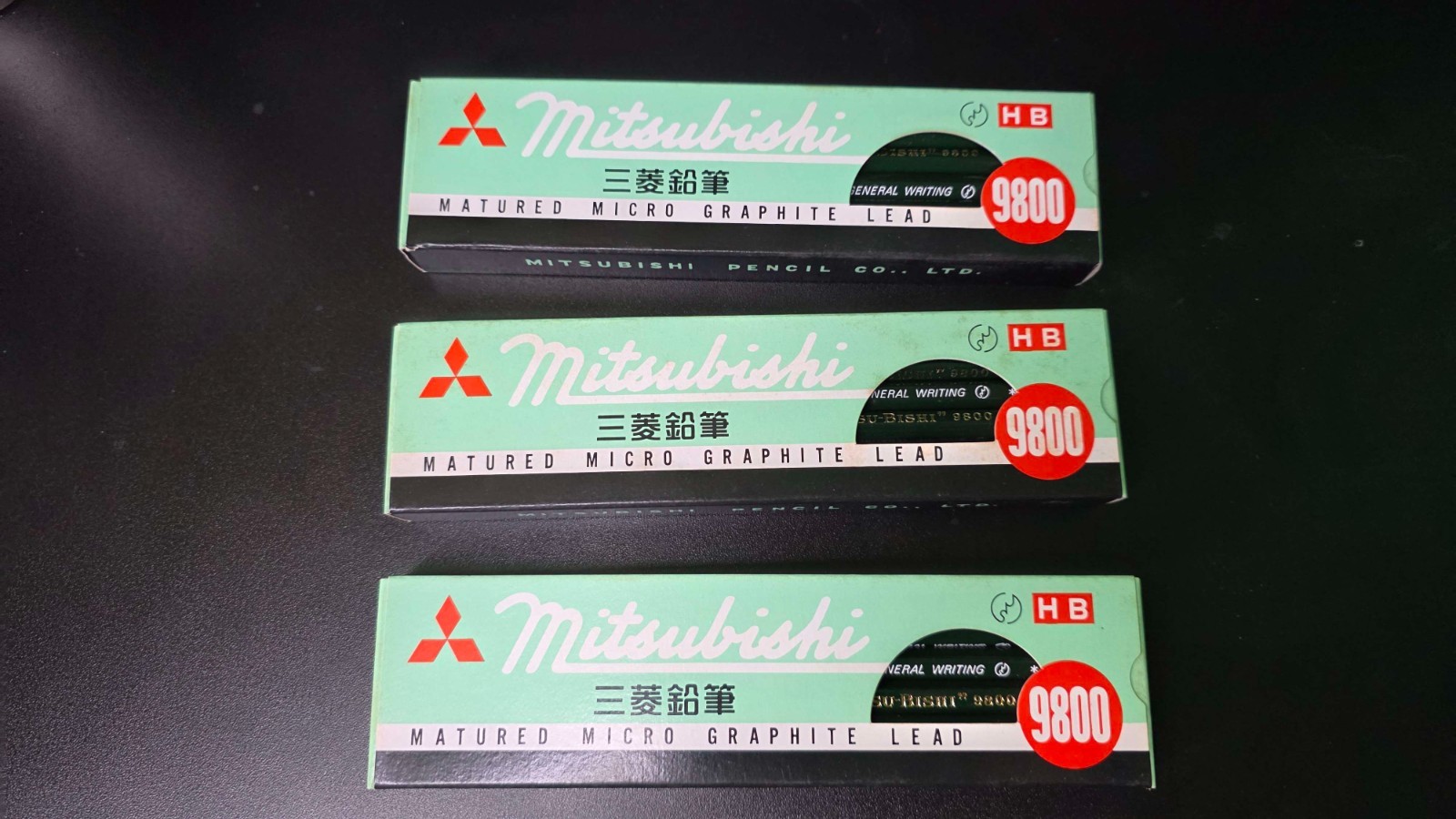 36 Mitsubishi 9800 HB JIS mark Japanese pencil lot - 3 boxes - vintage Showa NOS