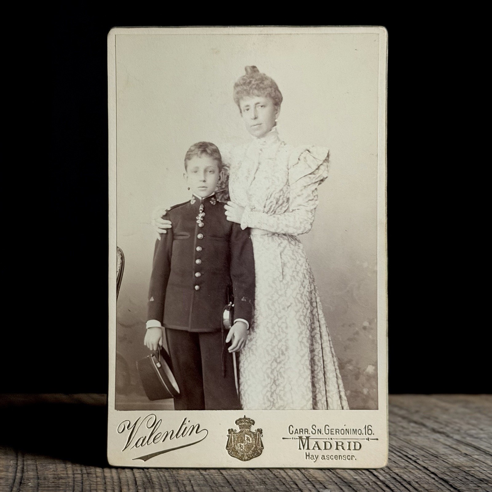 Antique Cabinet Photo of King Alfonso XIII of Spain & Mother Maria Christina