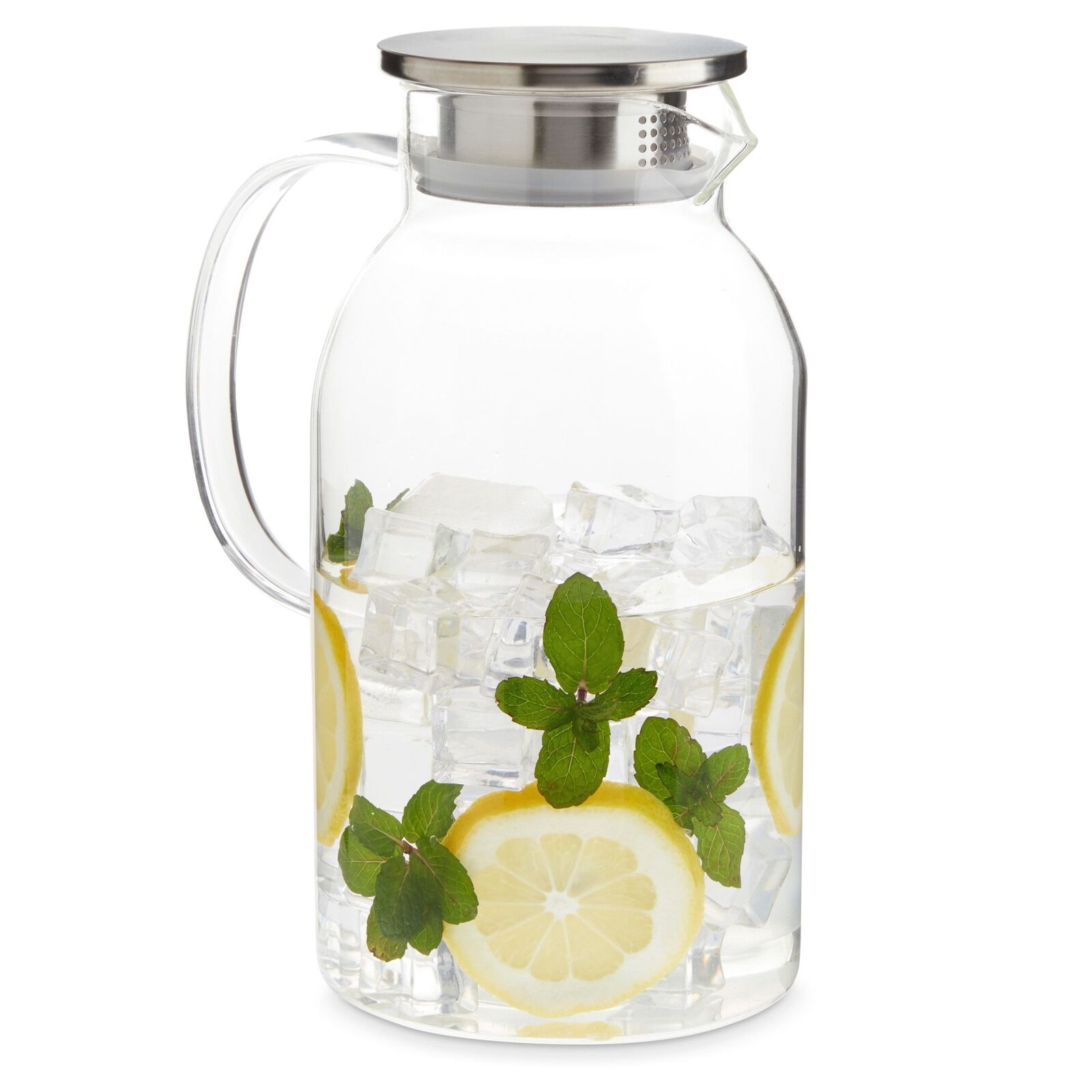 68 Oz / 2 Liter Glass Pitcher with Lid and Spout - Carafe for Water (Clear)