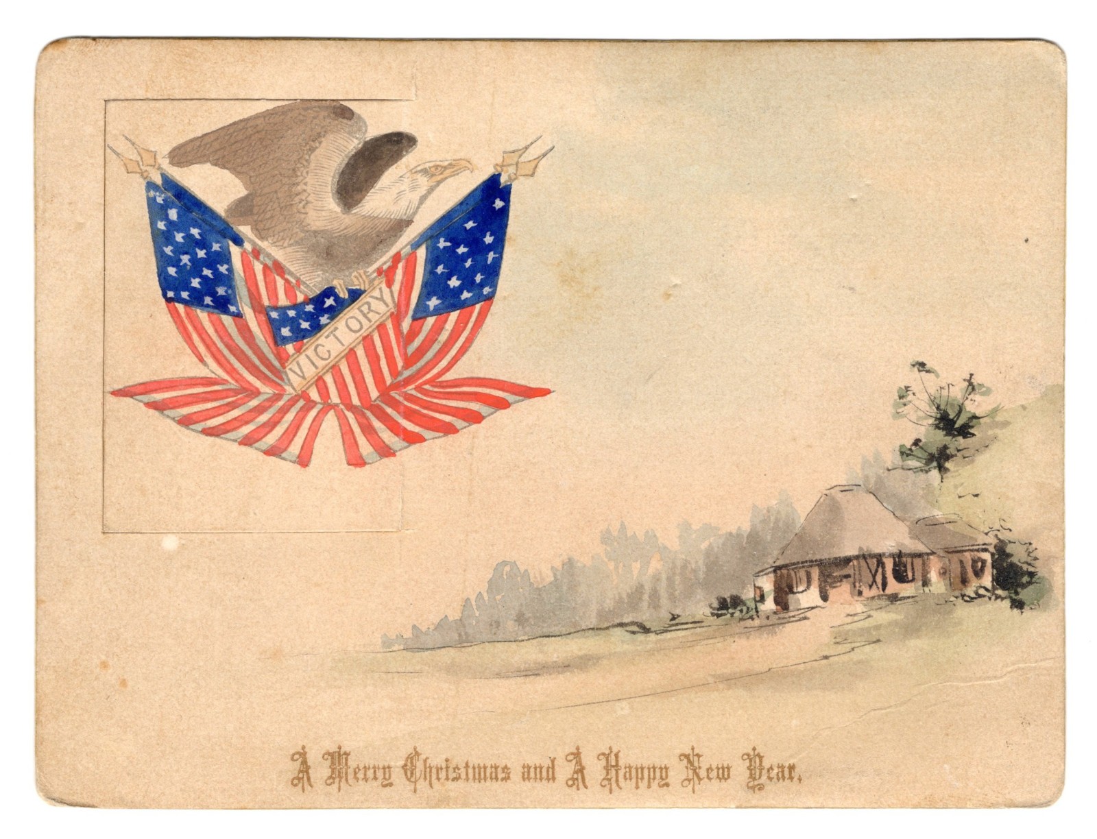 SPANISH AMERICAN WAR  XMAS CARD US NAVY ADM GEORGE DEWEY & CAPT CHARLES GRIDLEY