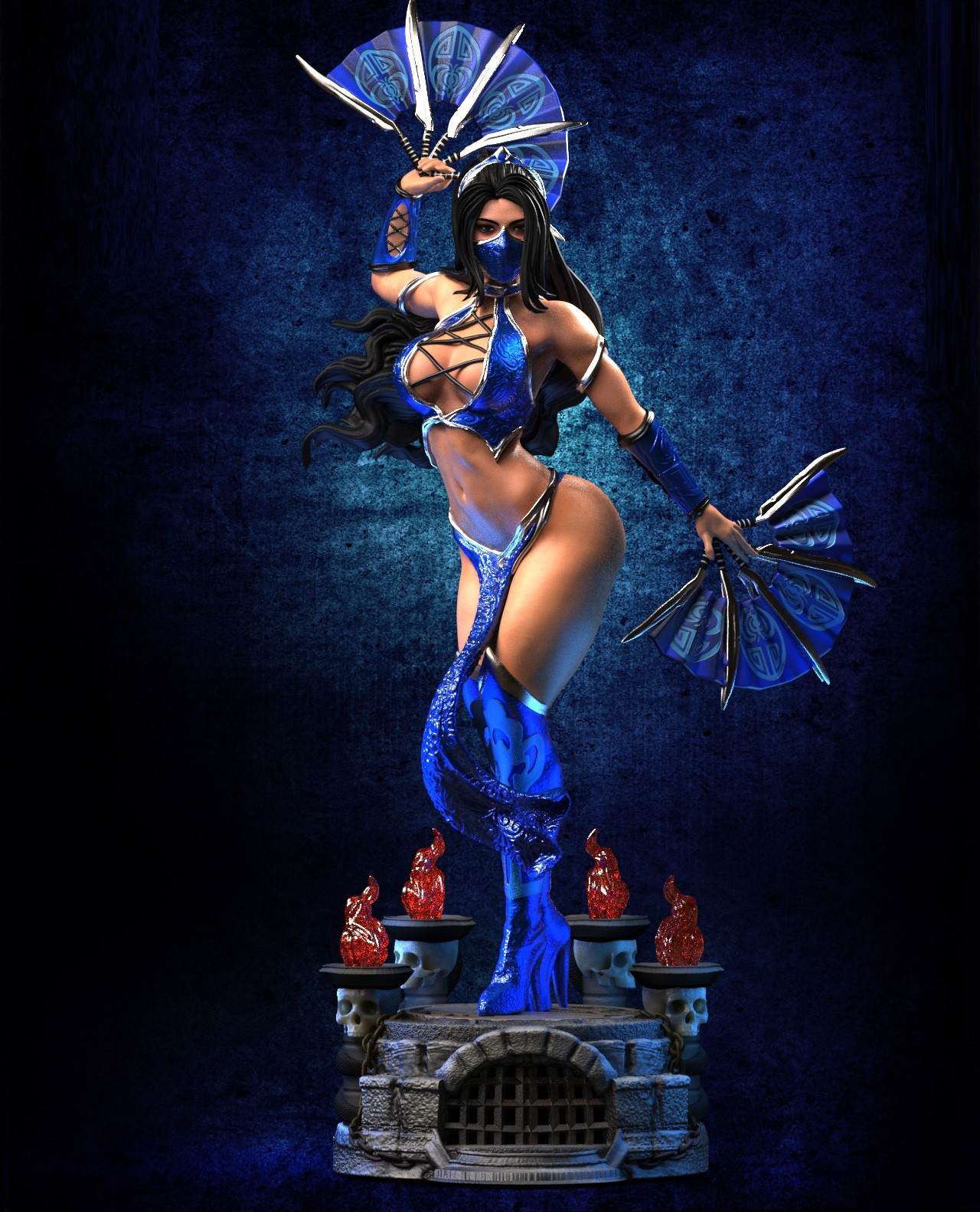 Painted Kitana Statue 1/4 Sexy Figure