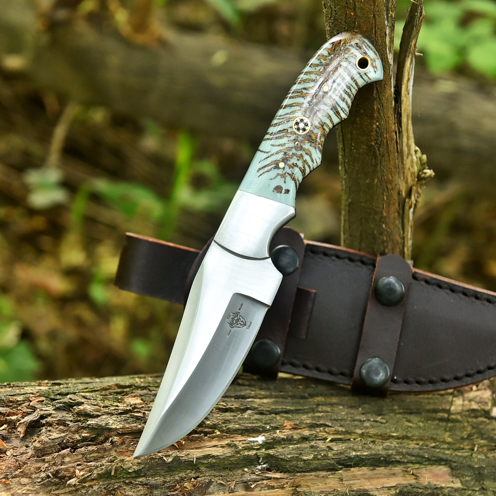 Handmade D2 Steel Custom  Pine CONE Hunting Skinner Camping Sport EDC Knife