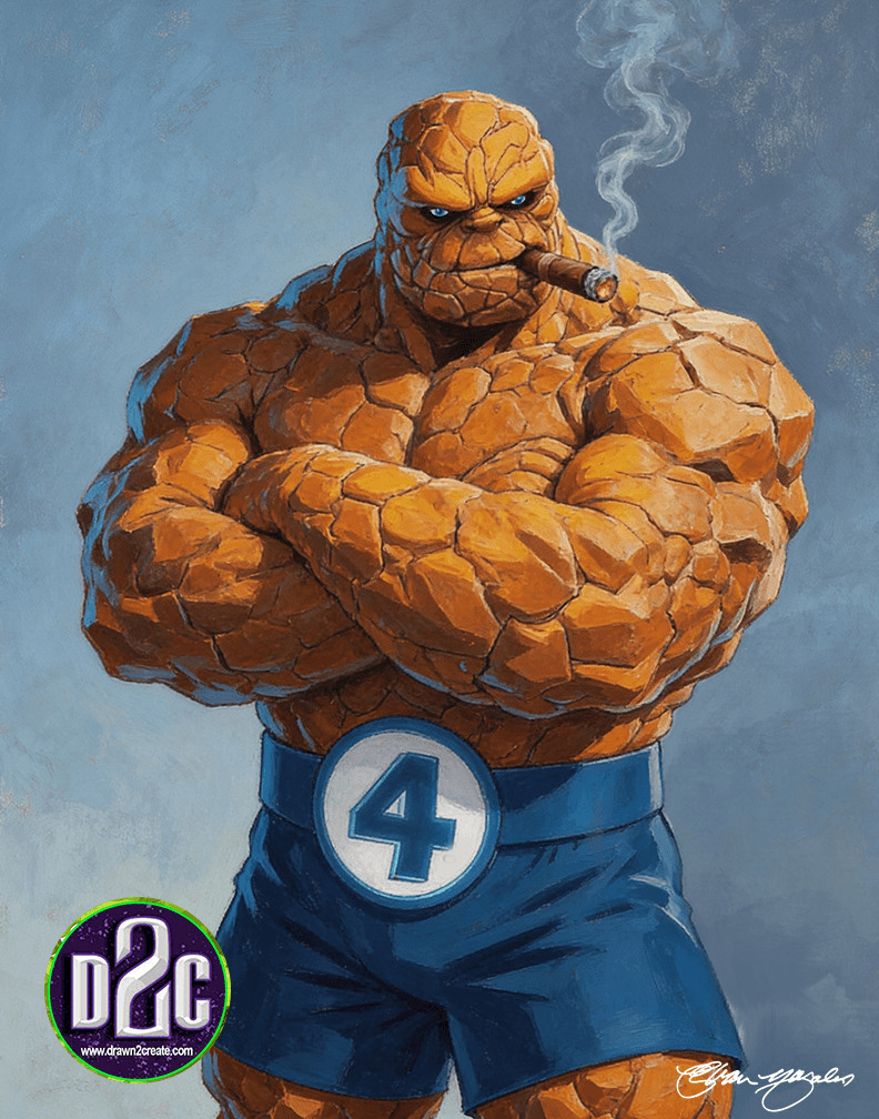 Comic Art One of a Kind Painting of The Thing